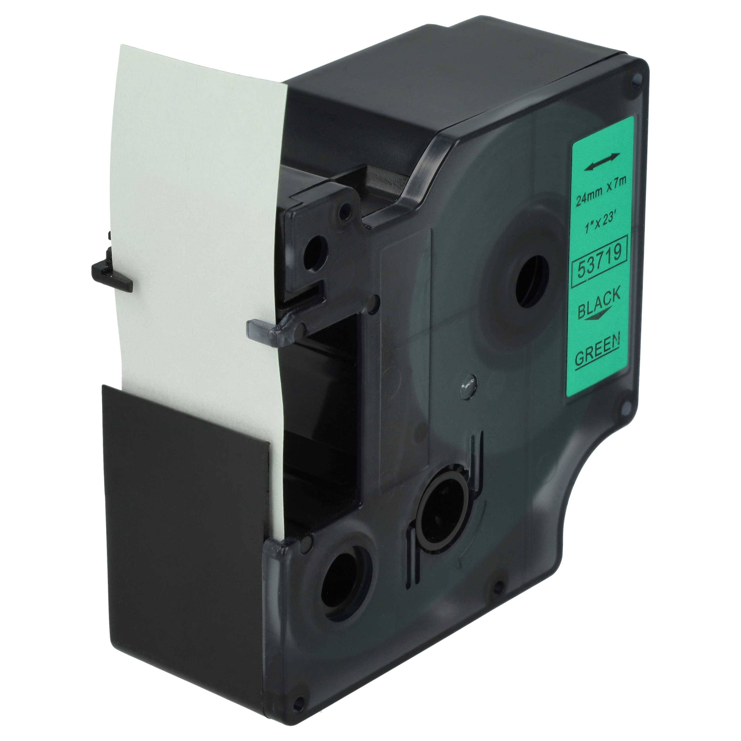 vhbw Schriftband-Kassette kompatibel mit Dymo LabelWriter Duo 400, Duo, Duo 450 Etiketten-Drucker 7m x 24mm Schwarz auf Grün