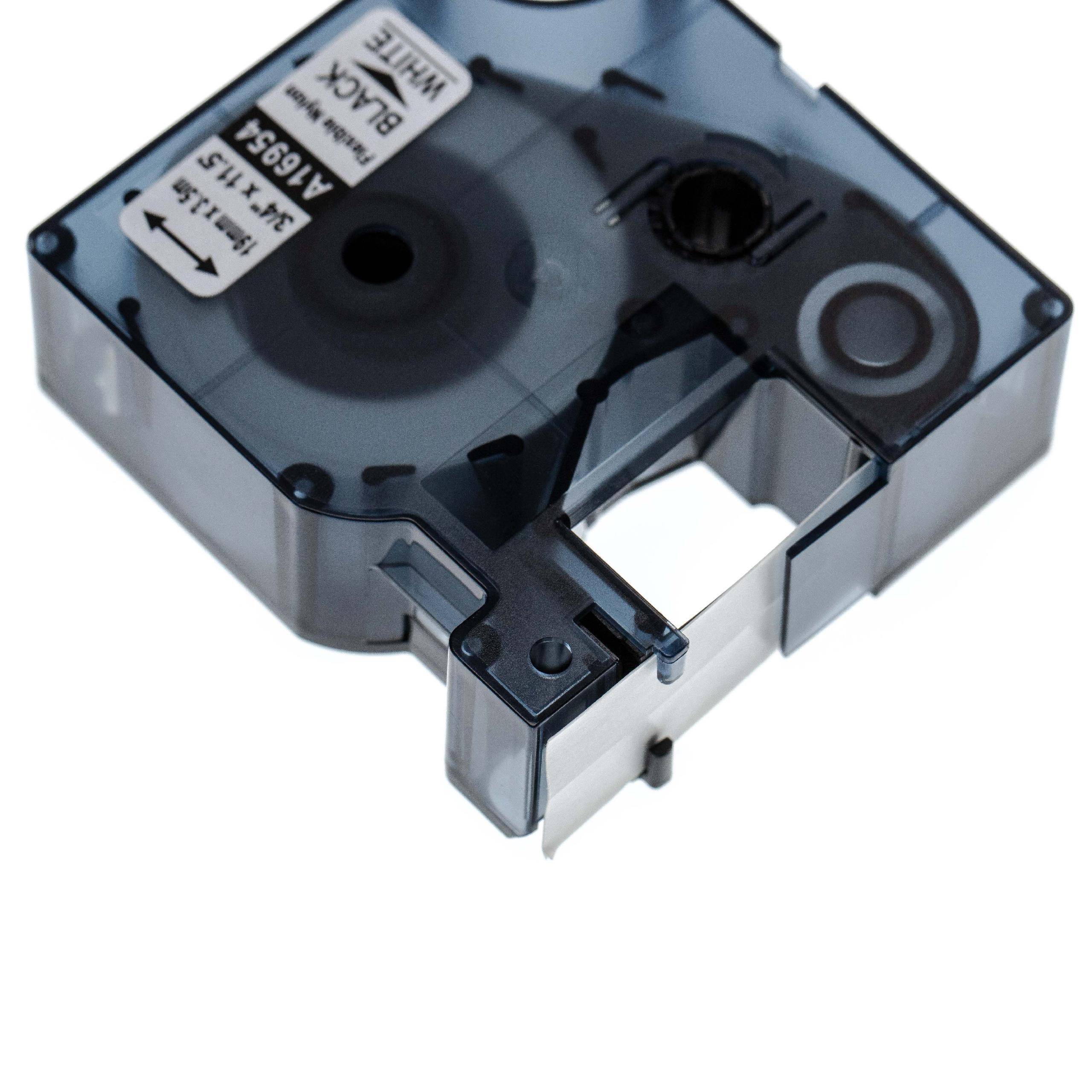 vhbw Schriftband-Kassette Ersatz für Dymo 16954, S0718050 für Etiketten-Drucker 3,5m x 19mm Schwarz auf Weiß, Flexibel, Nylon