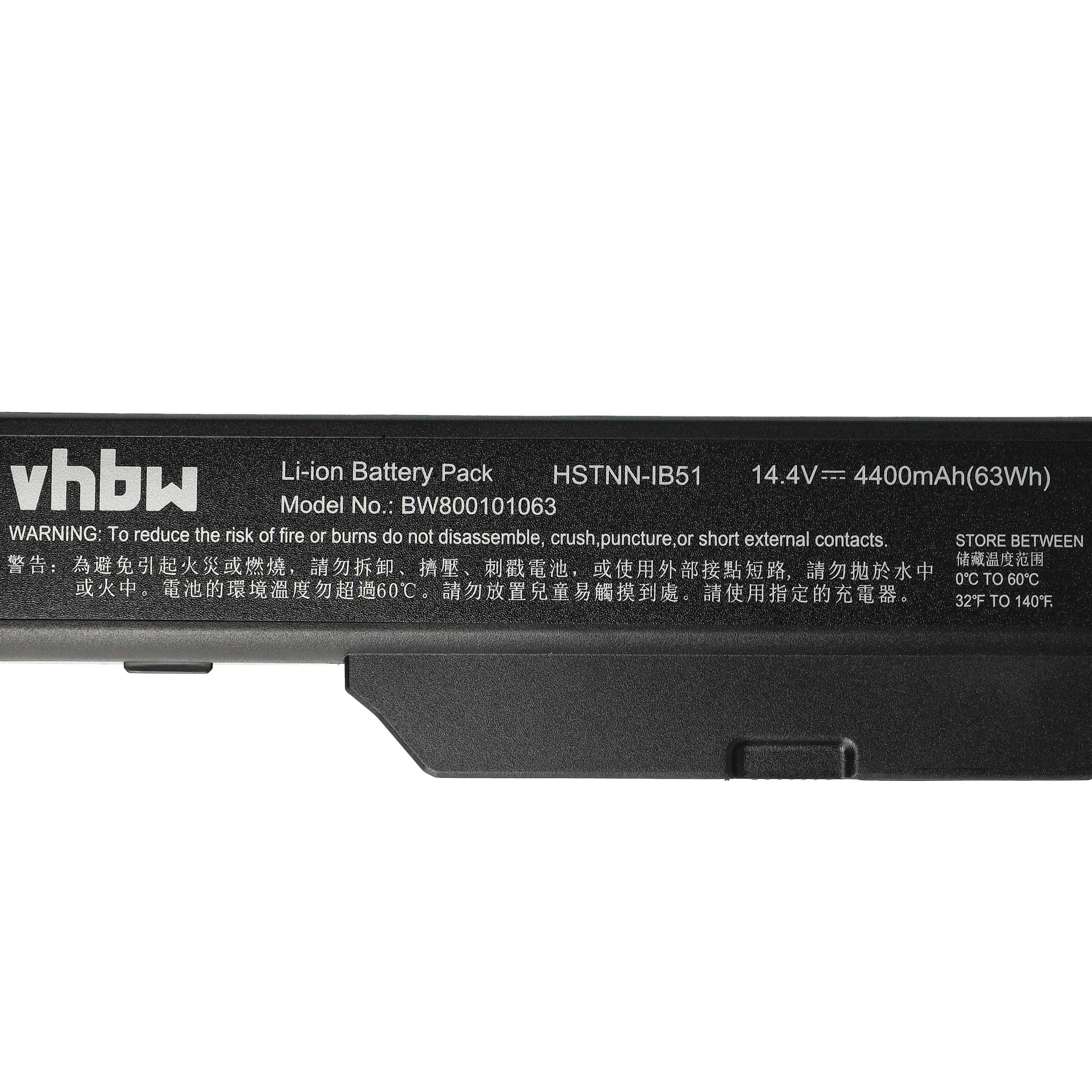 vhbw Akku kompatibel mit HP / CompaQ 550, 610, 6700, 6720, 6720s, 6720t, 6730, 6730s, 6735, 6735s Notebook (4400mAh, 14,4V, Li-Ion)