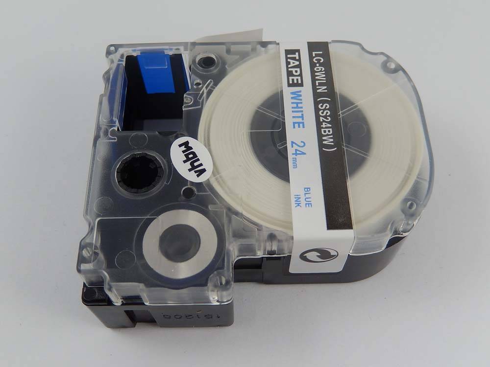 vhbw Schriftband-Kassette kompatibel mit Epson LabelWorks LW-1000P | LW-600P Etiketten-Drucker 8m x 24mm Blau auf Weiß