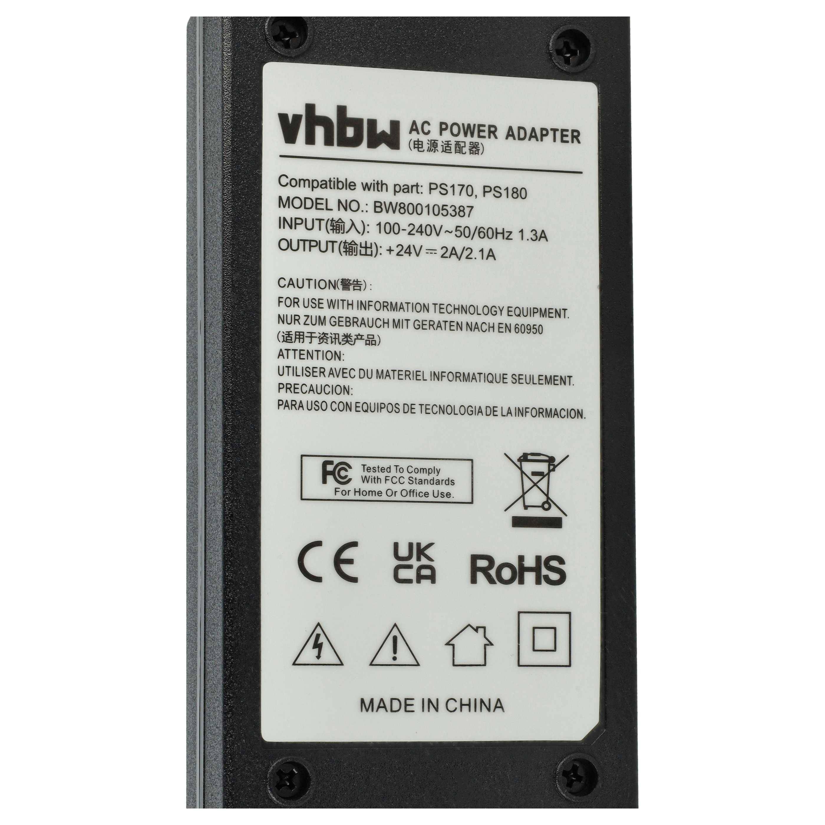 vhbw Netzteil kompatibel mit Axiohm A 756, A 758, A 794, A 797, APOS Serie Drucker - 200 cm, schwarz