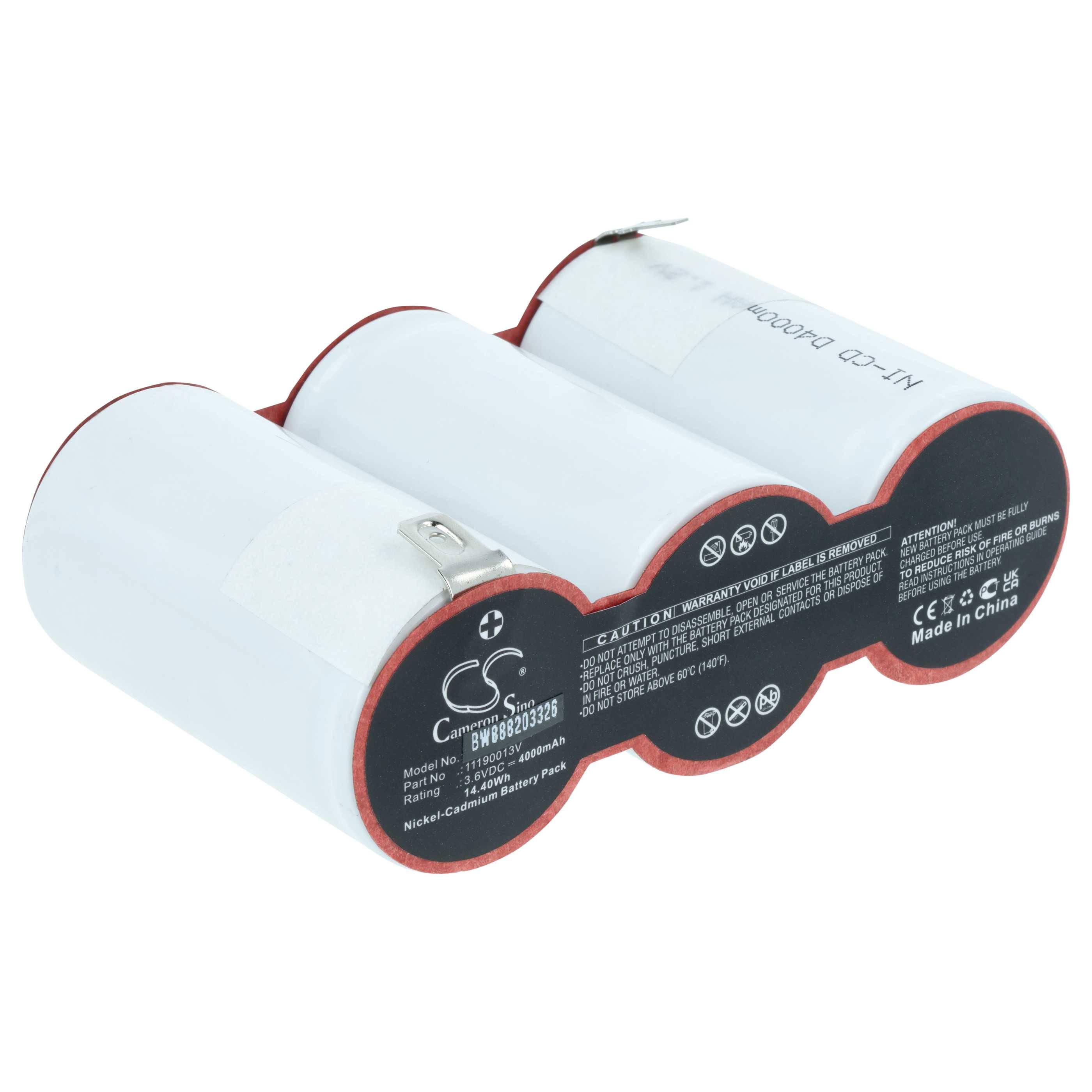 vhbw Akku kompatibel mit Van Lien 11190013V, 3SAVTD113LF, SET A 3 ST D 4.0/HT LB Fluchtweg, Notfallbeleuchtung (4000mAh, 3,6V, NiCd)