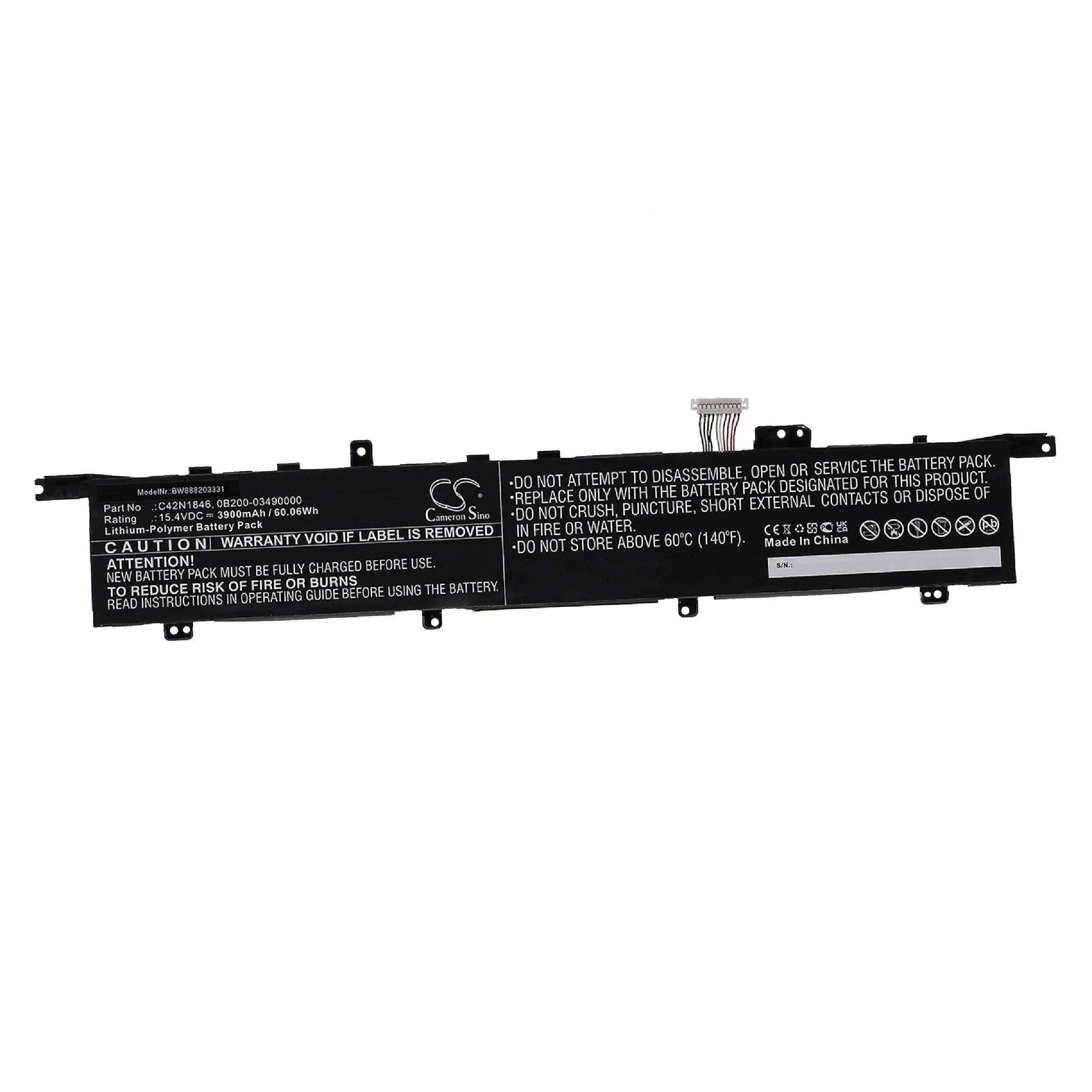 vhbw Akku kompatibel mit Asus ZenBook Pro Duo UX581GV-H2004R, UX581GV-H2003T, UX581GV H2004T Notebook (3900 mAh, 15,4 V, Li-Polymer)