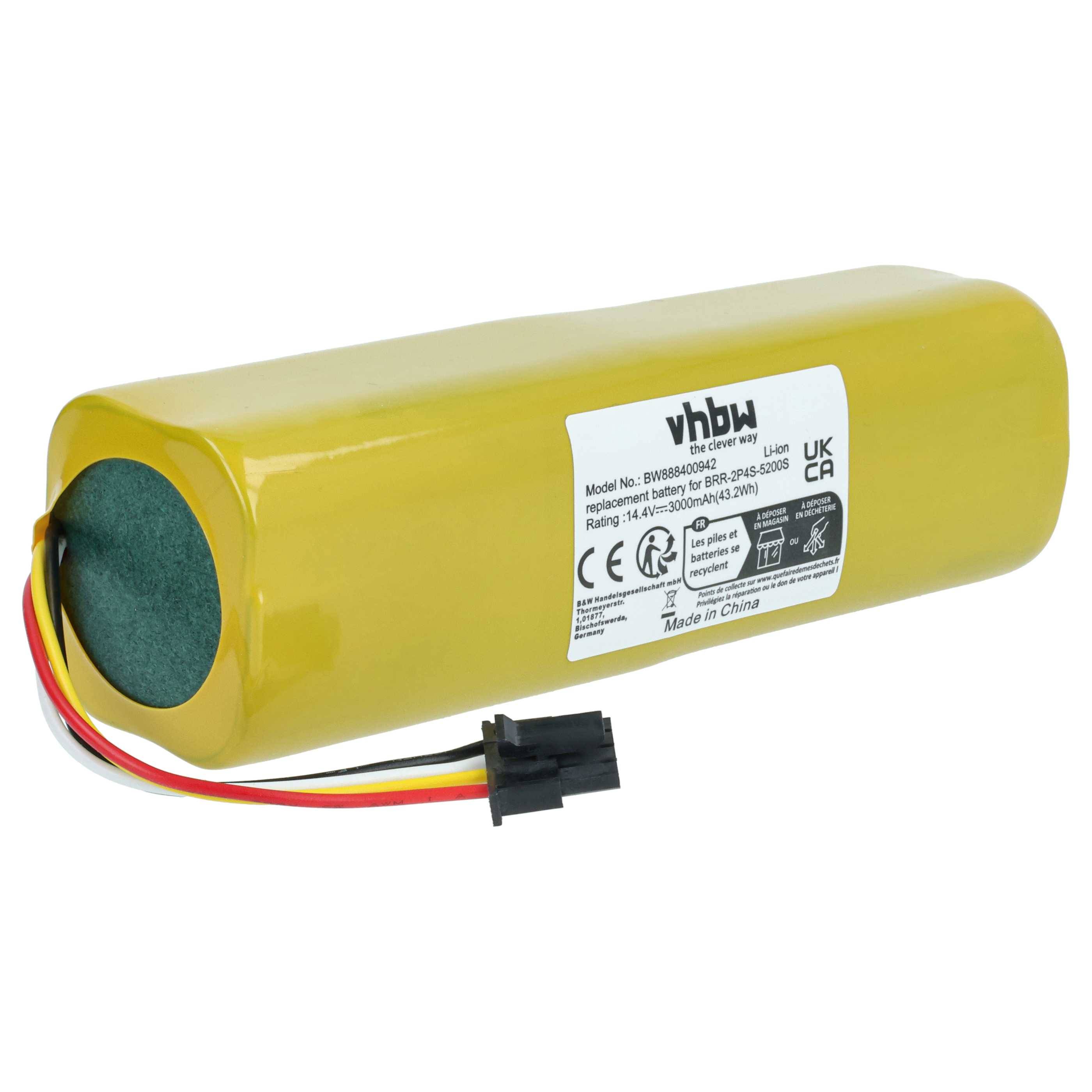 vhbw Akku kompatibel mit Xiaomi Roborock S8 Pro Ultra S8PU52-00 S81USP, S8 S802-00 Saugroboter (3000 mAh, 14,4 V, Li-Ion)