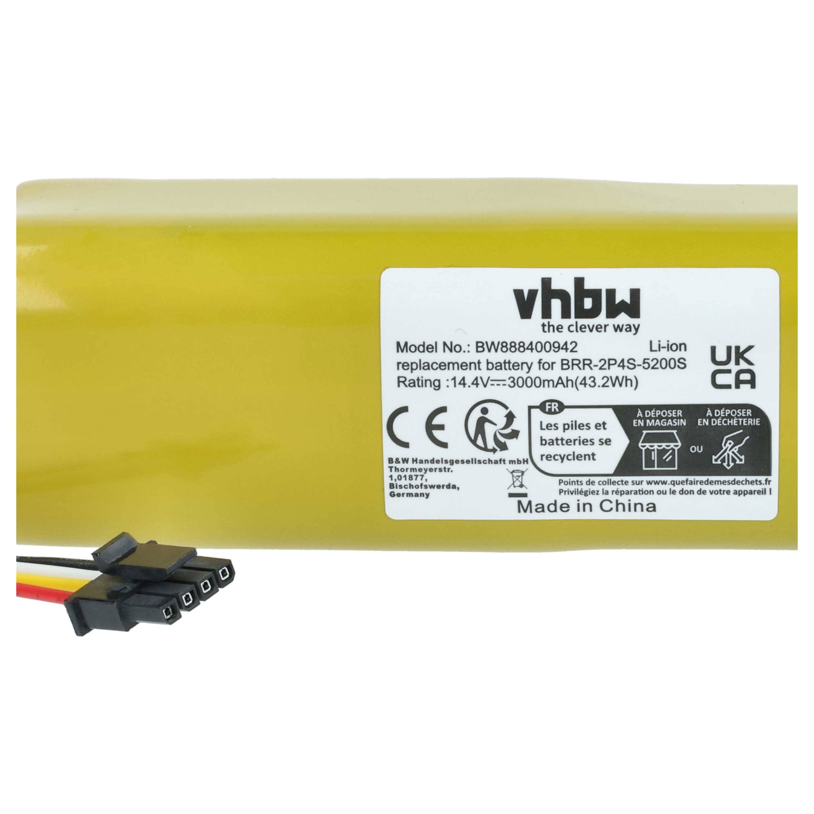 vhbw Akku kompatibel mit Xiaomi Roborock S8 Plus, S8 Plus S8P52-00, S8 Plus S8P002-00 Saugroboter (3000 mAh, 14,4 V, Li-Ion)