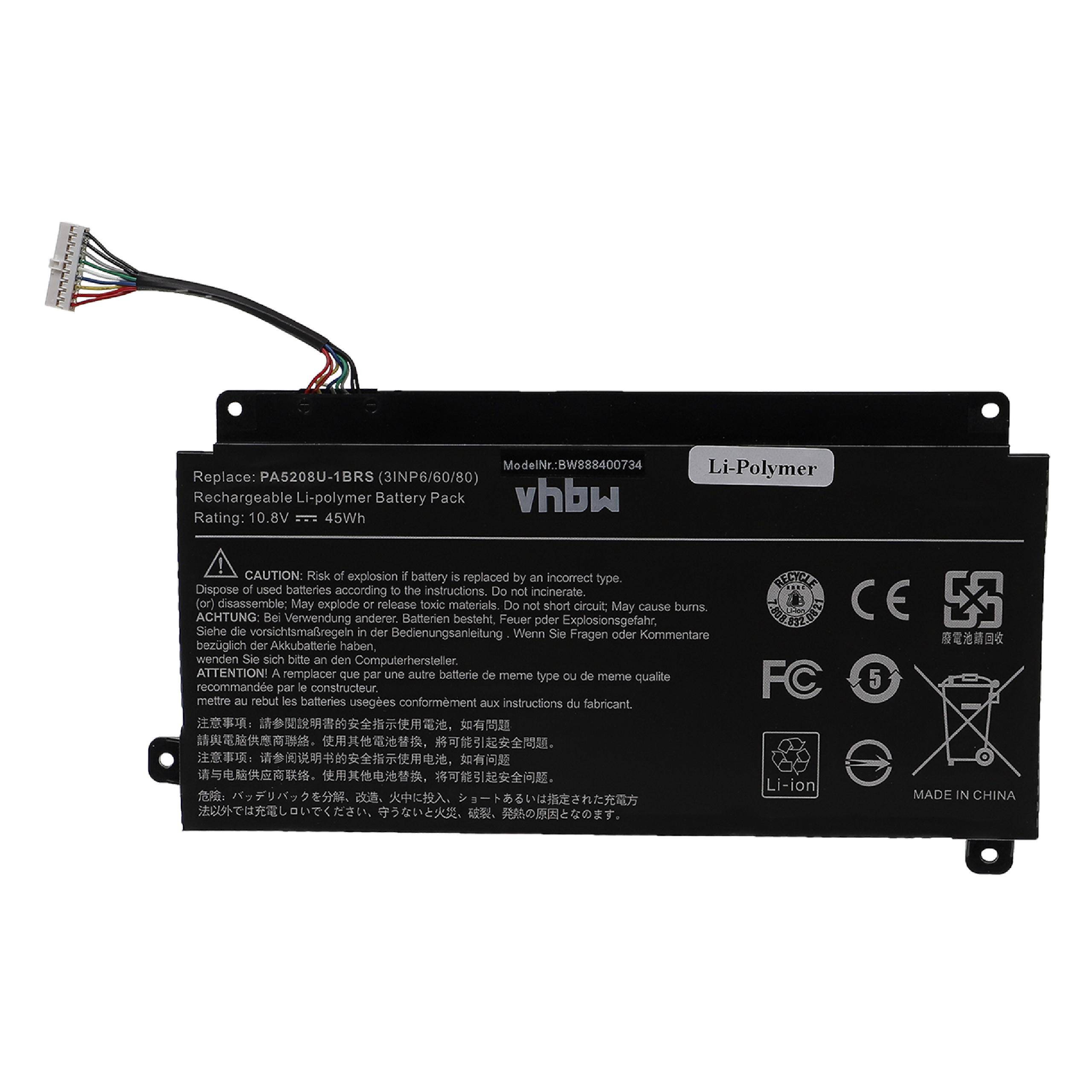 vhbw Akku kompatibel mit Toshiba Satellite Radius P50W-C-10E, P55W-C5200, P55W-C5200X Notebook (4166 mAh, 10,8 V, Li-Polymer)