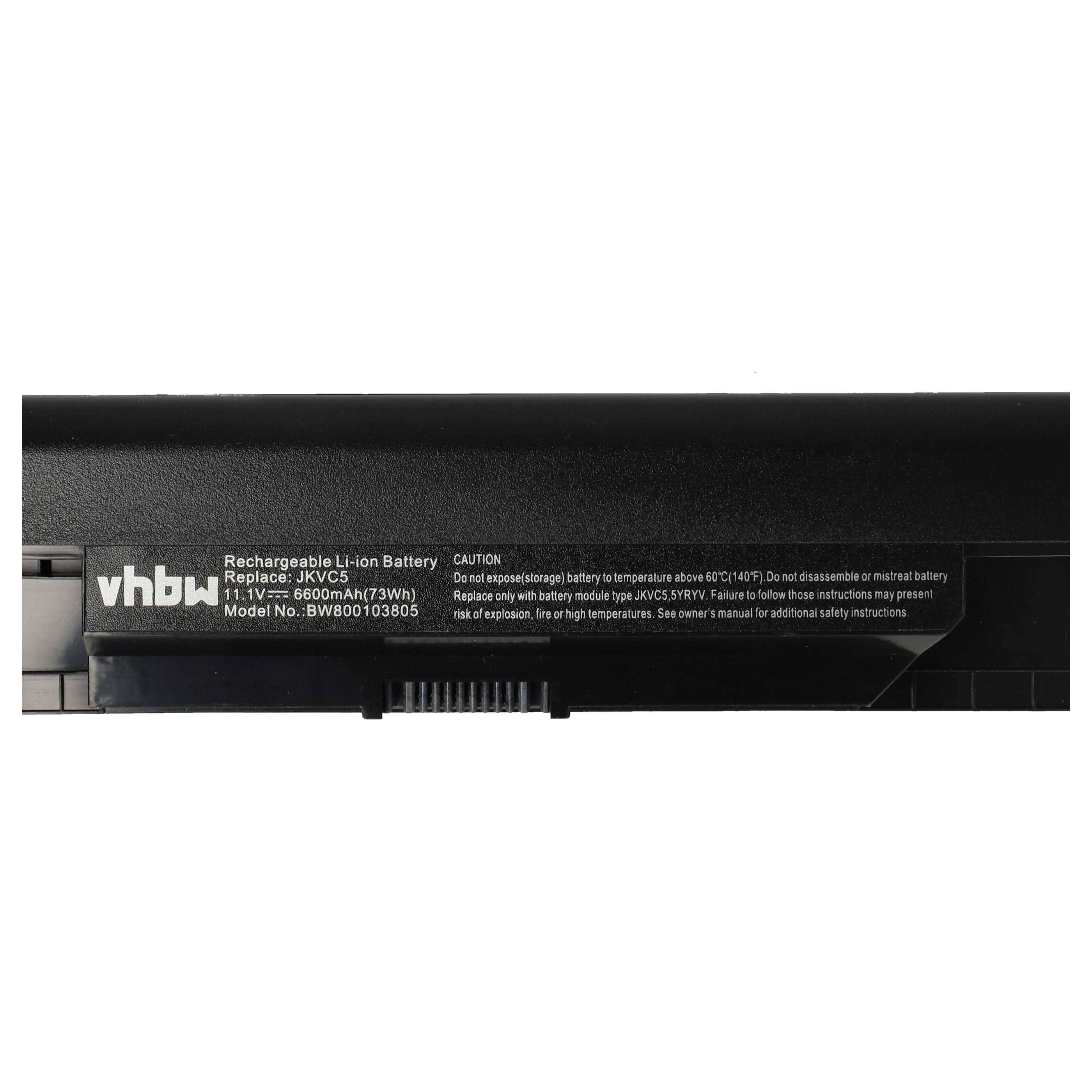 vhbw Akku Ersatz für Dell 5YRYV, 9JJGJ, CW435, FH4HR, JKVC5, K456N, NKDWV, OFH4HR, P07E für Notebook (6600mAh, 11,1V, Li-Ion)
