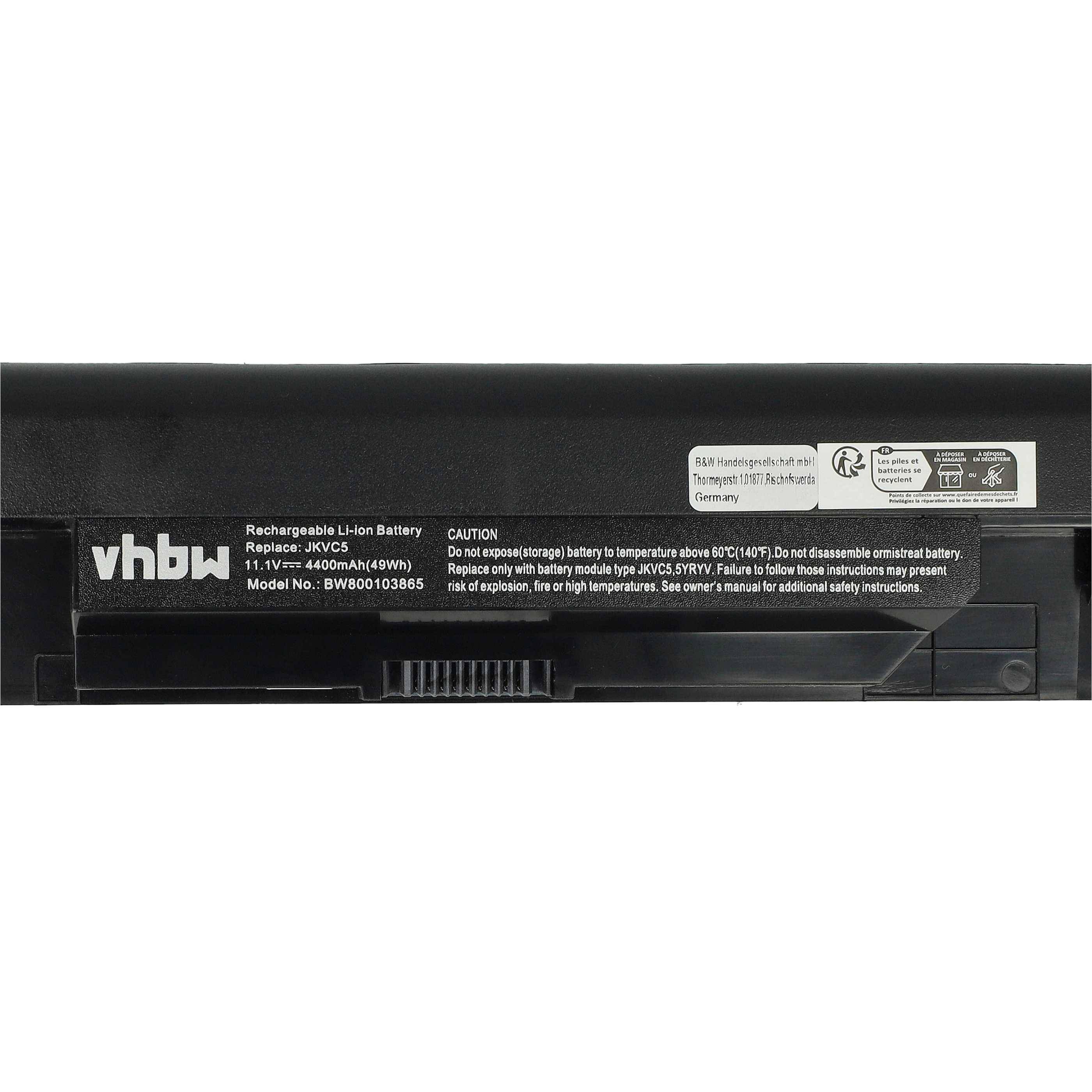 vhbw Akku Ersatz für Dell UM6, UM3, X0WDM, P08F001, P07E001, TRJDK, P09G für Notebook (4400 mAh, 11,1 V, Li-Ion)
