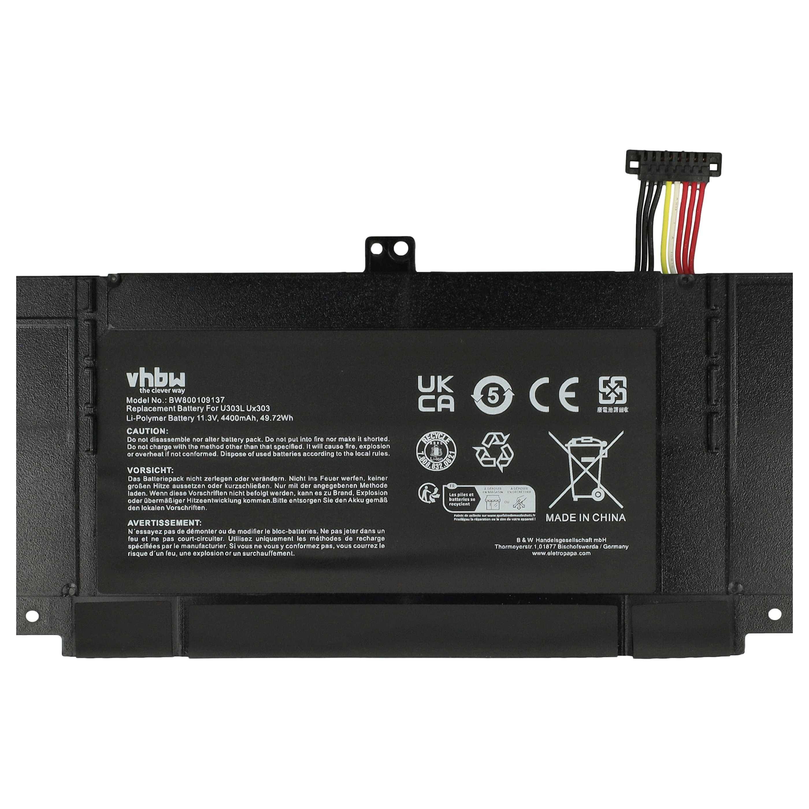 vhbw Akku Ersatz für Asus C31-N1339, C31N1339 für Notebook (4400 mAh, 11,3 V, Li-Polymer)