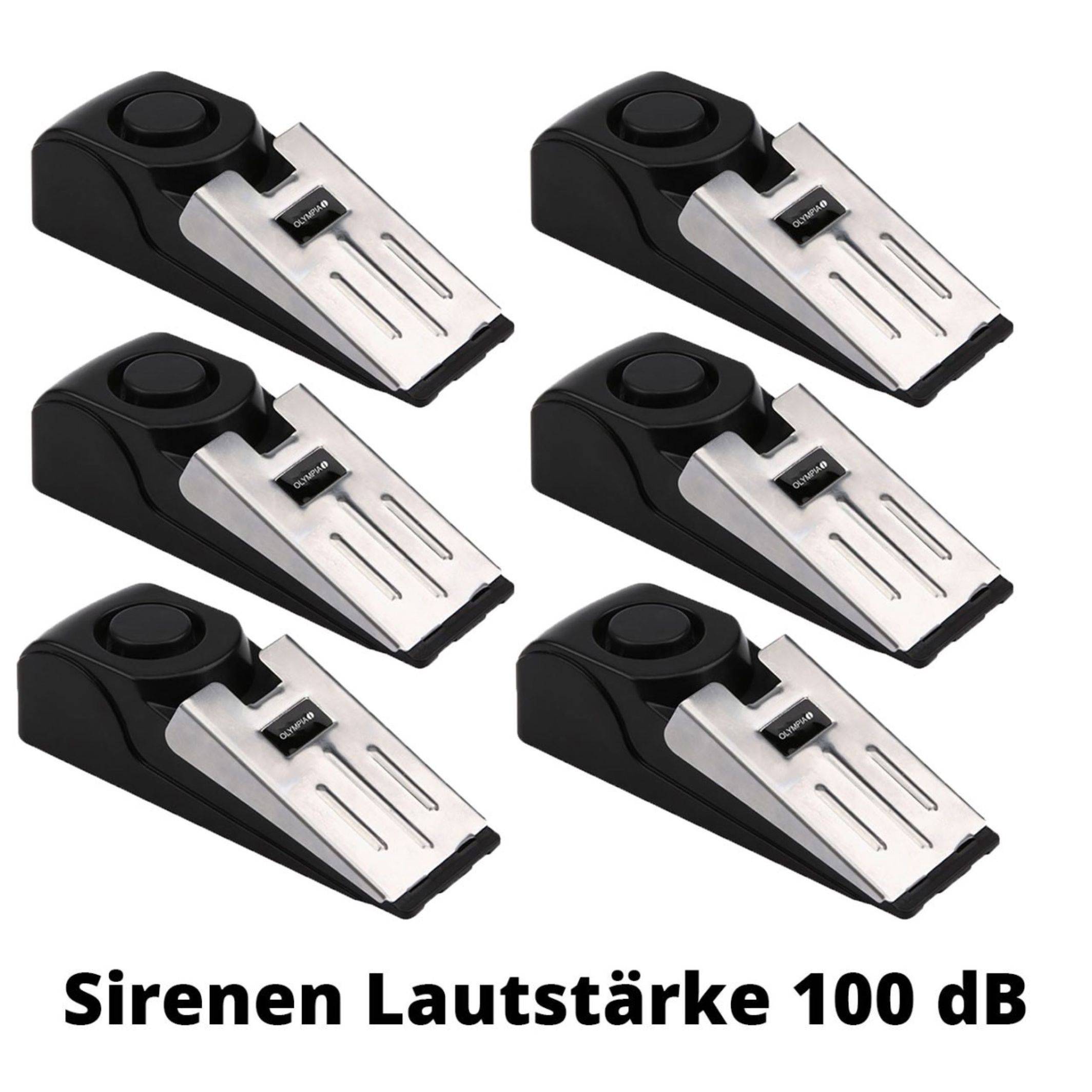6 Stück OLYMPIA T 300 Alarm-Türstopper rmit Erschütterungssensor, 100 dB