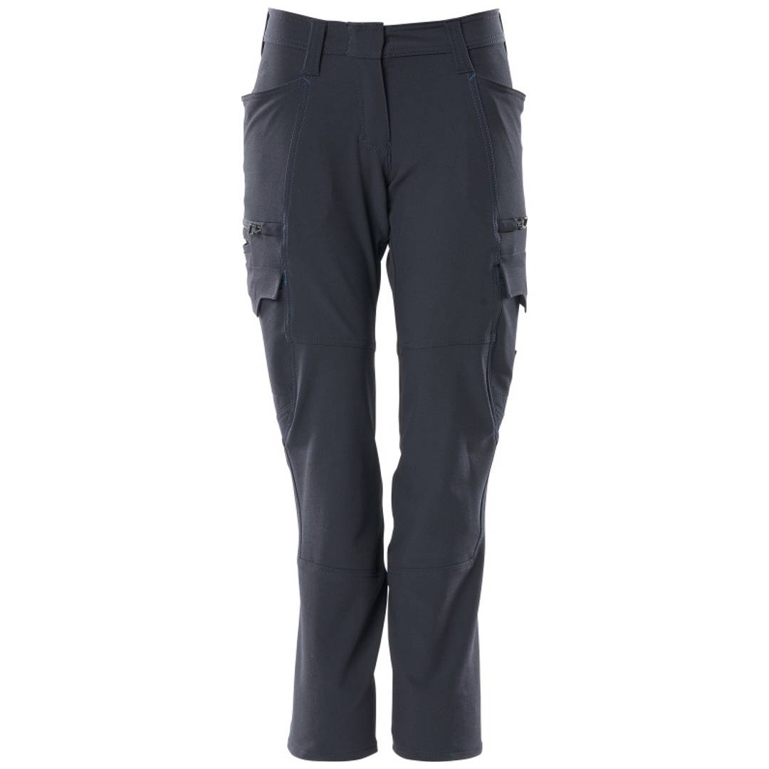 Dunkelgraue Cargohose mit geradem Schnitt, mehreren Seitentaschen und Reißverschluss-Beinabschlüssen, auf weißem Hintergrund dargestellt.