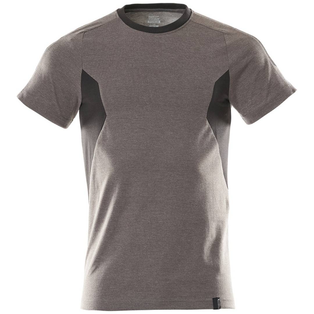 Graues ärmelloses Athletic-T-Shirt mit schwarzen Seitenpaneelen und Rundhalsausschnitt, Vorderansicht auf weißem Hintergrund dargestellt.