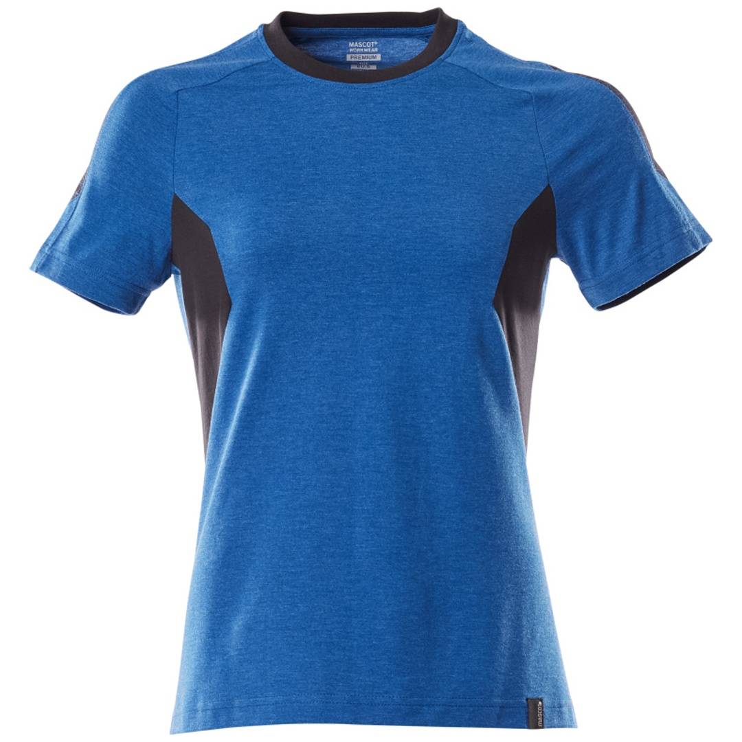 Blaues ärmelloses Sportshirt mit dunklen Seitenpaneelen, Vorderansicht auf weißem Hintergrund.