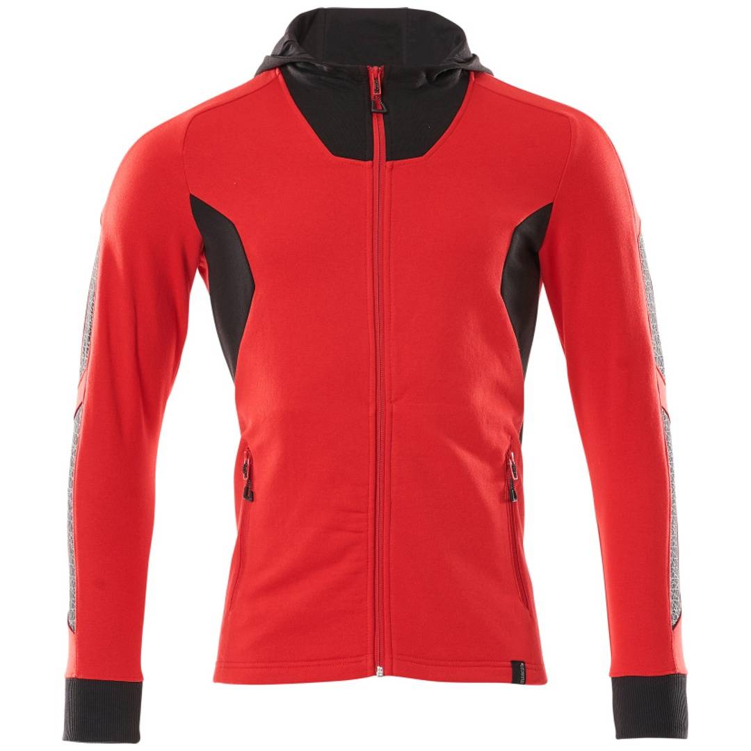 Mascot Kapuzensweatshirt ACCELERATE mit Reißverschluss, moderne Passform Gr.L verkehrsrot/schwarz