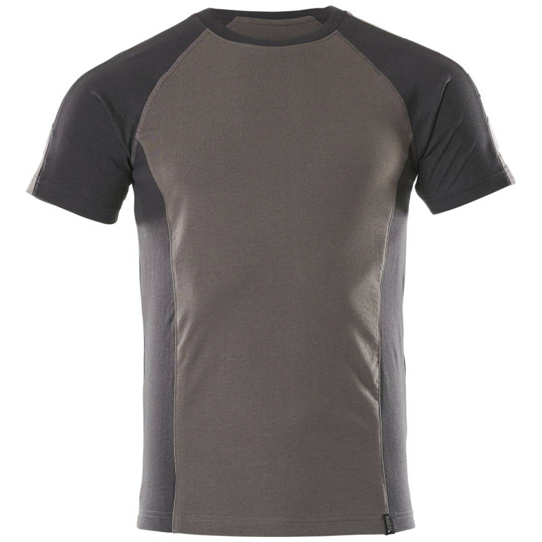 Graues und schwarzes ärmeloses Athletic-T-Shirt, Vorderansicht auf weißem Hintergrund dargestellt.