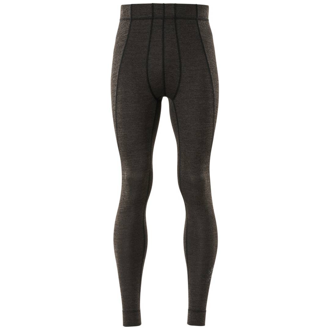 Schwarze Herren-Thermoleggings mit enganliegendem, vollständigem Design auf weißem Hintergrund.