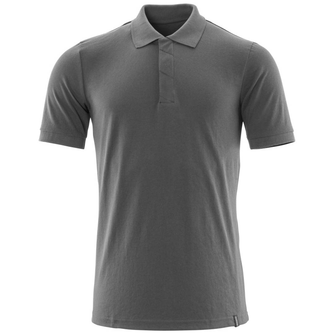 Graues kurzärmeliges Poloshirt isoliert auf weißem Hintergrund.