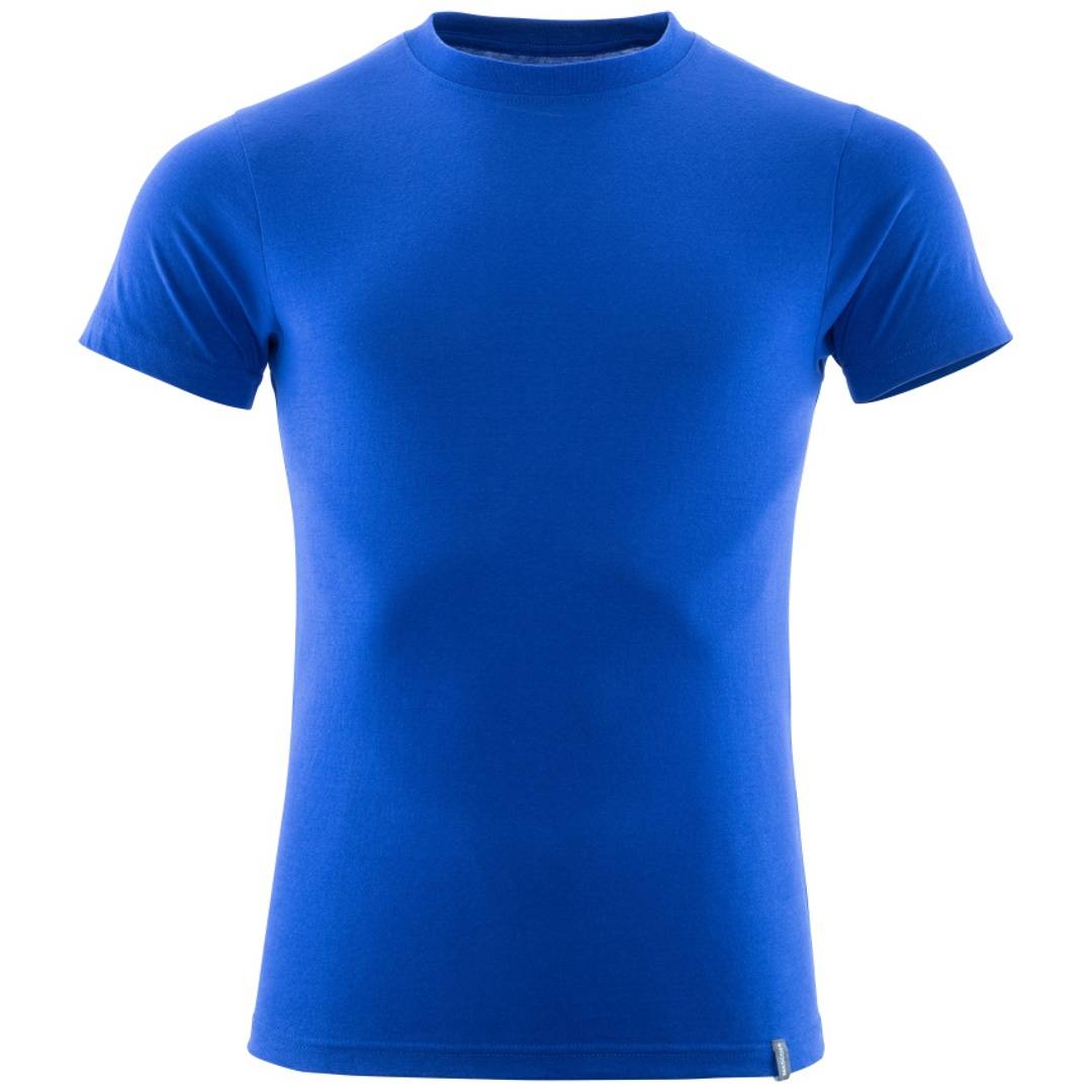 Königsblau kurzärmeliges Crewneck-T-Shirt, frontal auf einfachem weißem Hintergrund präsentiert.