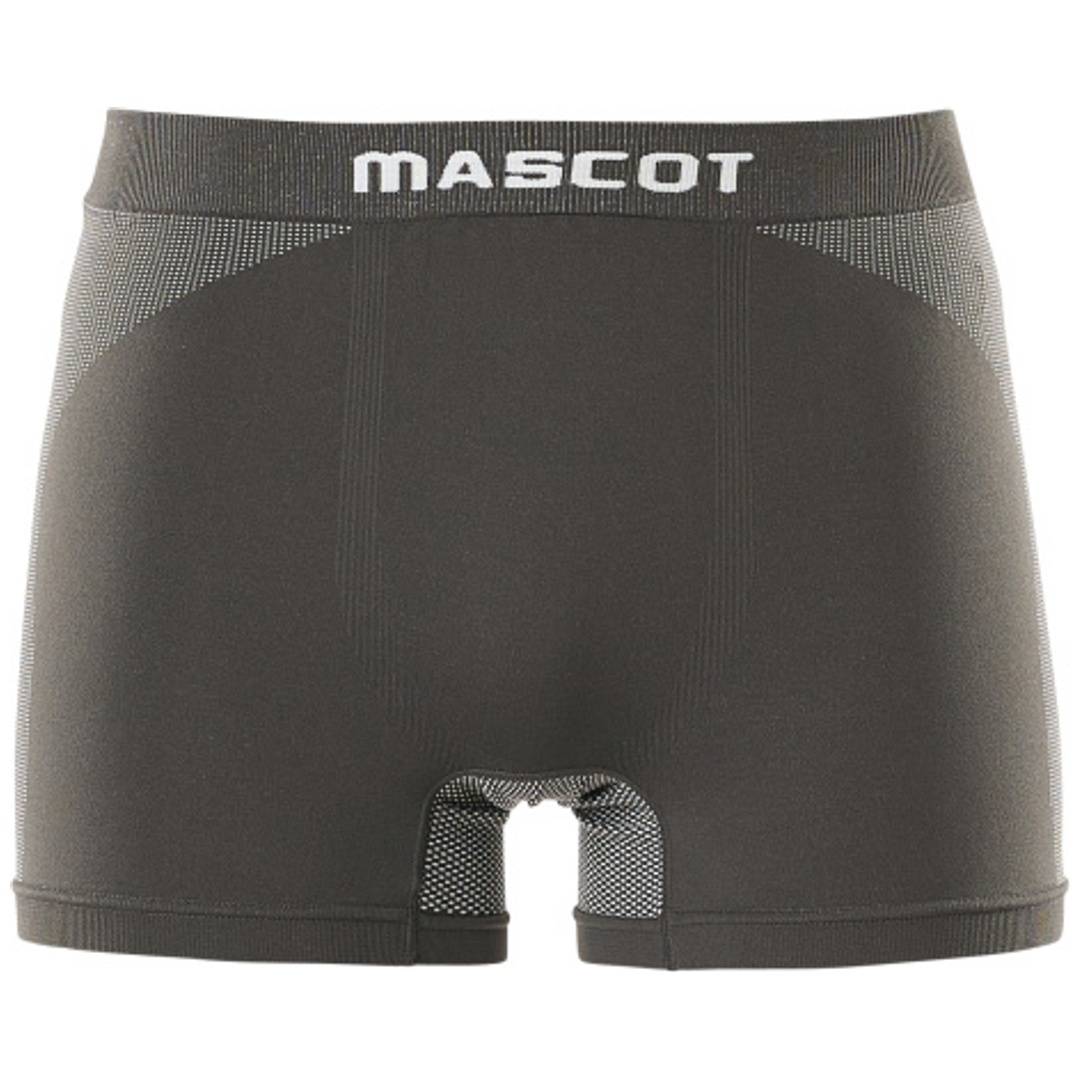 Schwarze MASCOT Boxershorts mit breitem Markentaillenband und vorderer Öffnung.