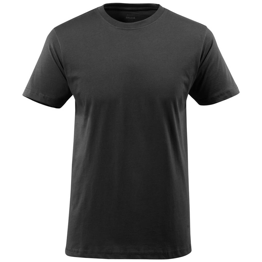Schwarzes ärmelloses T-Shirt mit kurzen Ärmeln, Vorderansicht auf einfachem weißem Hintergrund gezeigt.