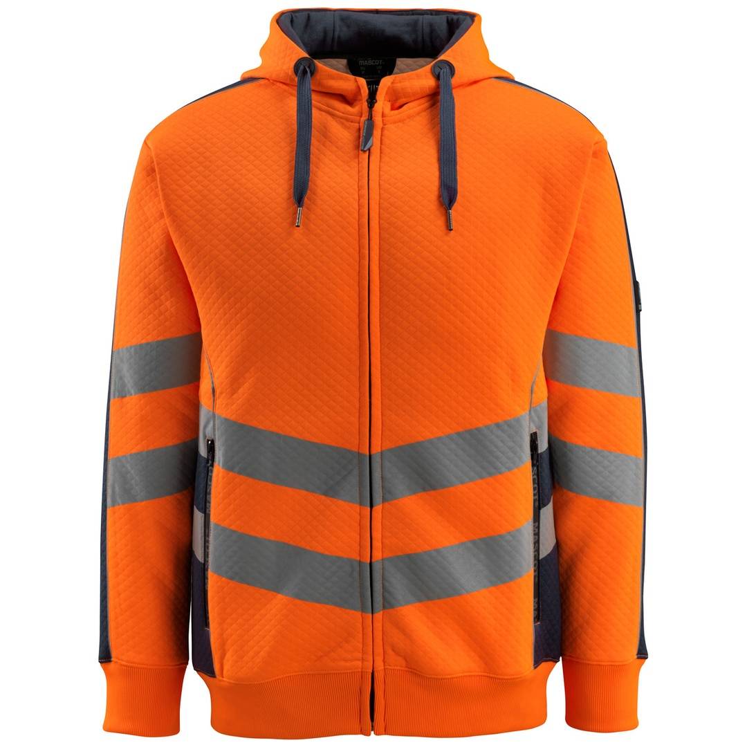 Mascot Warnschutz Kapuzensweatshirt CORBY SAFE SUPREME mit Reißverschluss 50138 Gr. 3XL warnrange/schwarzblau