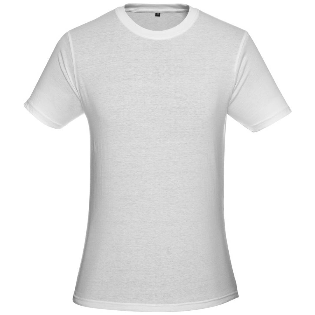 Einfaches weißes T-Shirt mit kurzen Ärmeln auf einfachem Hintergrund, in Vorderansicht gezeigt.