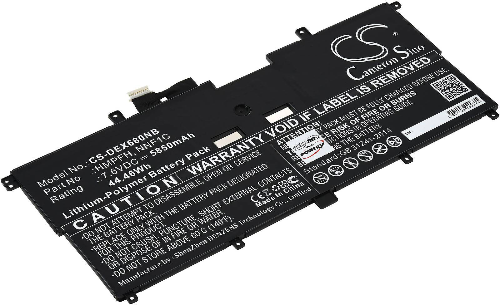 Powery Akku passend für Laptop Dell XPS 13 9365 2in1, XPS 13-9365-D1805TS, Akku-Typ NNF1C, 7,6V, Li-Polymer