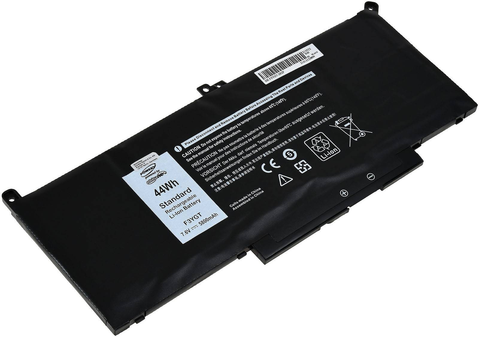 Powery Standardakku passend für Laptop Dell Latitude 12 7290, Latitude 13 7390, Latitude 14 7480, Typ F3YGT, 7,6V, Li-P