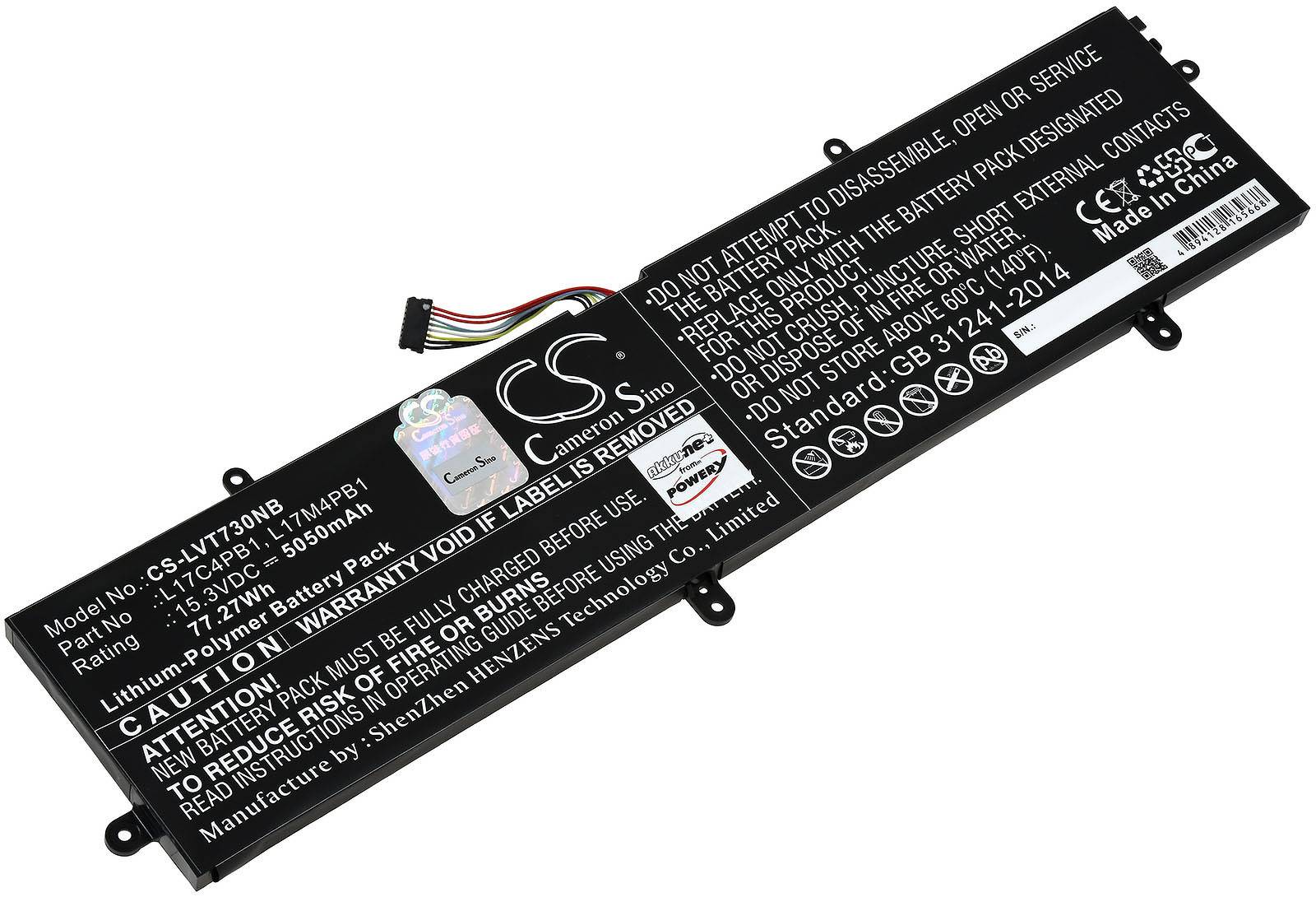 Powery Akku für Laptop Lenovo V730-15-ISE, 15,3V, Li-Polymer