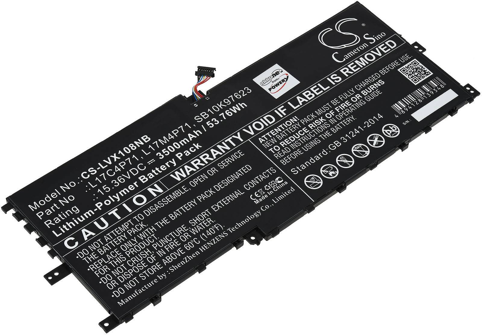 Powery Akku kompatibel mit Lenovo Typ 01AV474, 15,36V, Li-Polymer