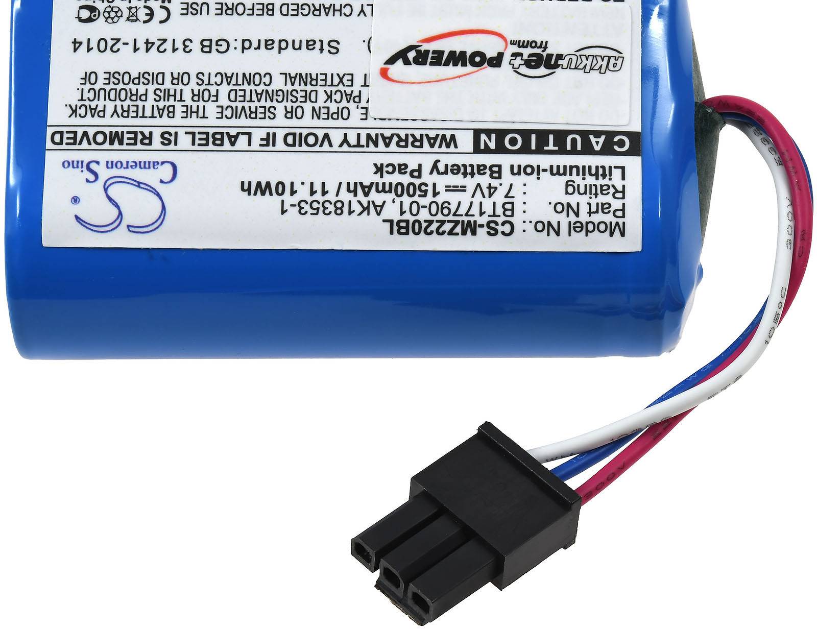 Powery Akku passend für mobilen Drucker Zebra MZ220, MZ320, Typ M3I-0UB00000-03 u.a., 7,4V, Li-Ion