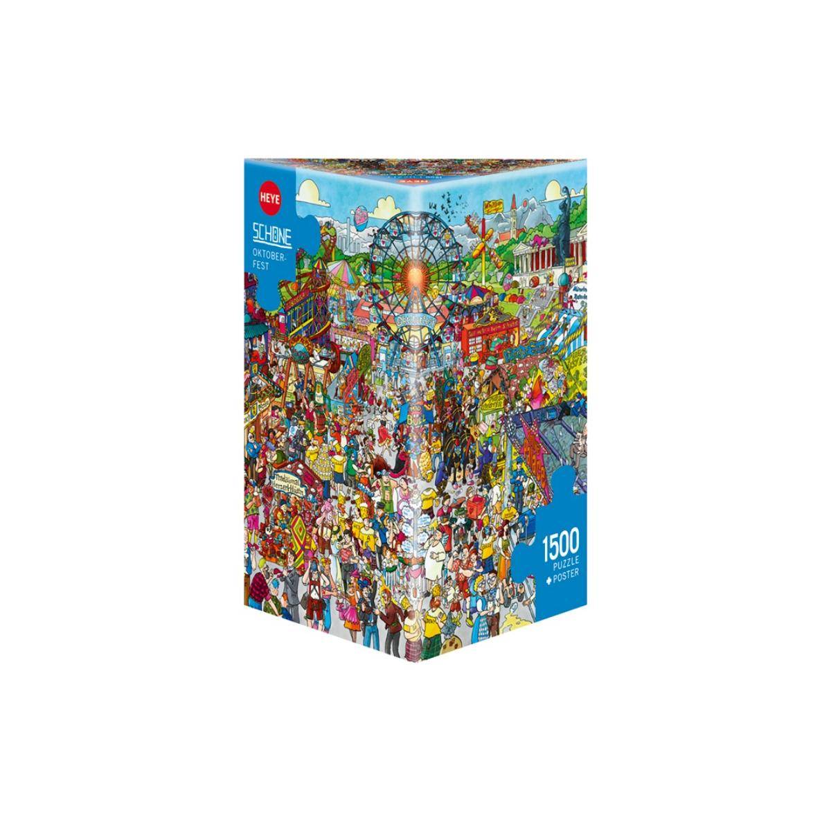 298425 - Oktoberfest, Cartoon im Dreieck, 1500 Teile - Puzzlegröße 60 x 80 cm