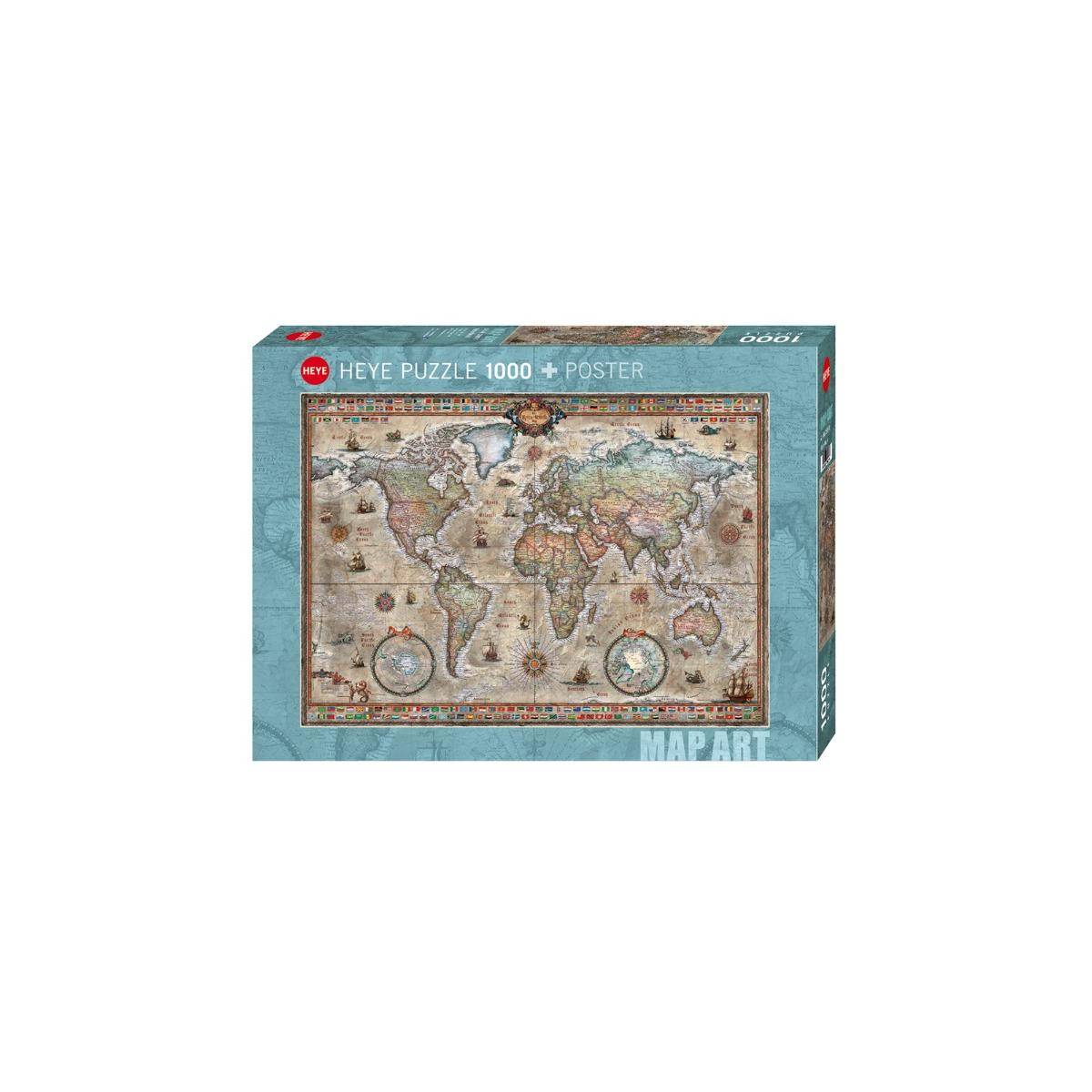 298715 - Retro-Welt - Landkarten-Kunst, 1000 Teile, 70.0 x 50.0 cm