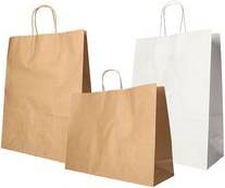 PAPSTAR Papier-Tragetasche, 280 x 220 x 100 mm, braun aus Kraftpapier, 70 g/qm, Tragkraft: 6 kg, mit Tragekordel