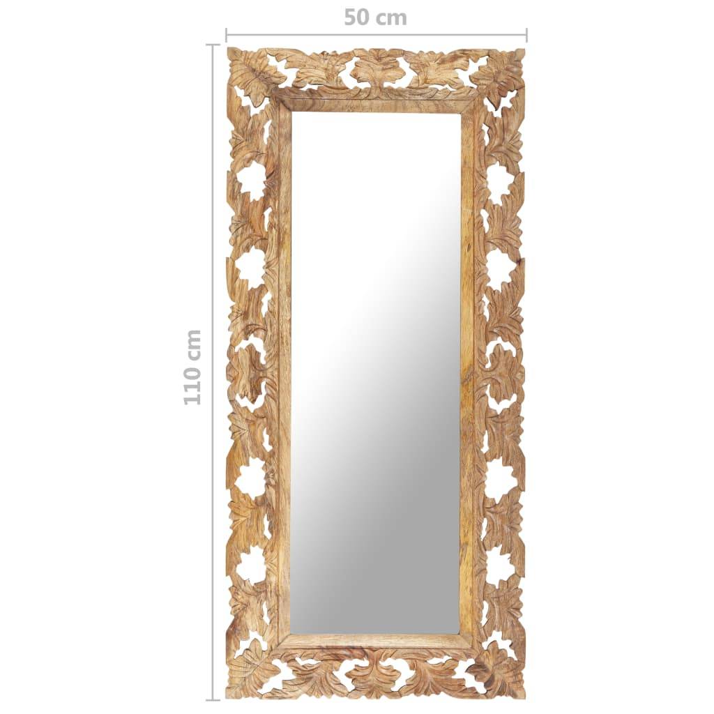 vidaXL Spiegel Handgeschnitzt Braun 110x50 cm Massivholz Mango