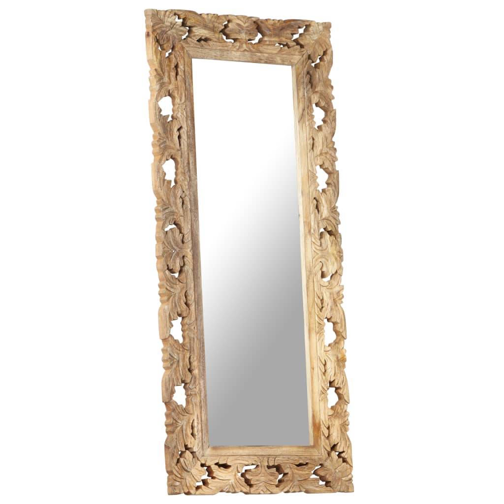 vidaXL Spiegel Handgeschnitzt Braun 110x50 cm Massivholz Mango