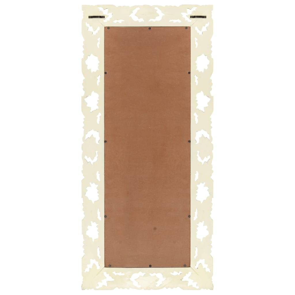 vidaXL Spiegel Handgeschnitzt Weiß 110x50 cm Massivholz Mango