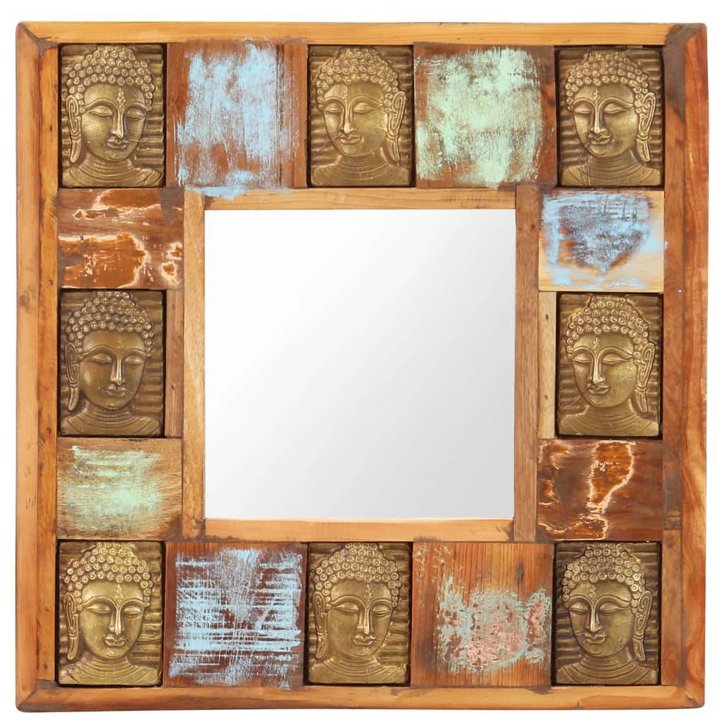 vidaXL Spiegel mit Buddha-Verzierung 50x50 cm Recyceltes Massivholz