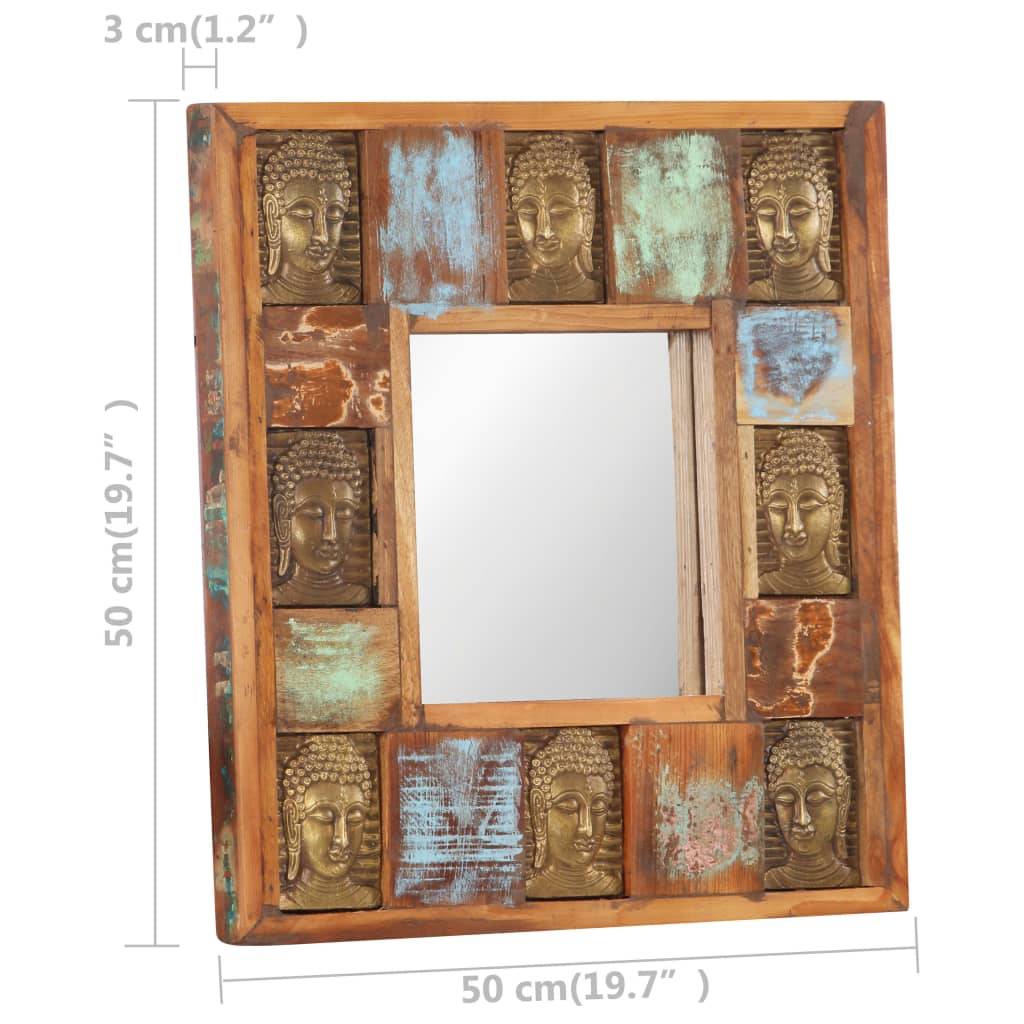 vidaXL Spiegel mit Buddha-Verzierung 50x50 cm Recyceltes Massivholz