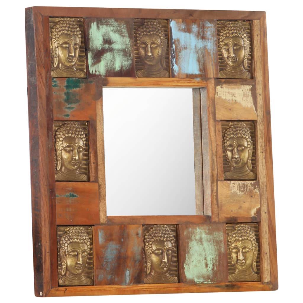 vidaXL Spiegel mit Buddha-Verzierung 50x50 cm Recyceltes Massivholz