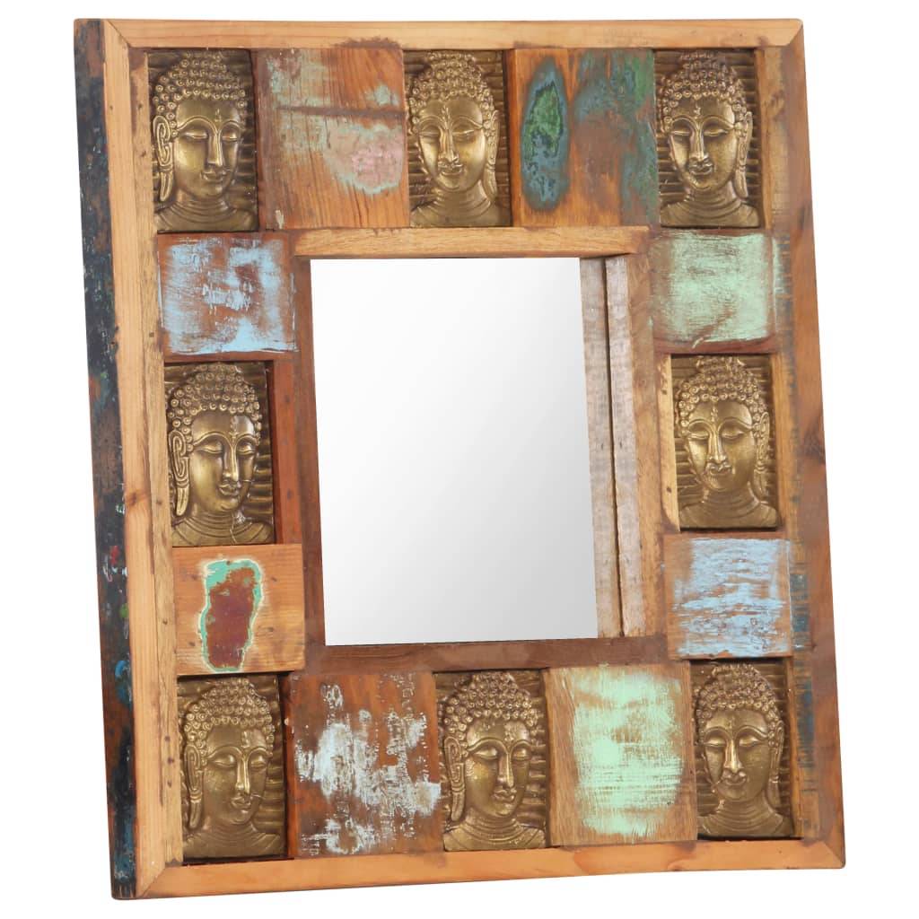 vidaXL Spiegel mit Buddha-Verzierung 50x50 cm Recyceltes Massivholz