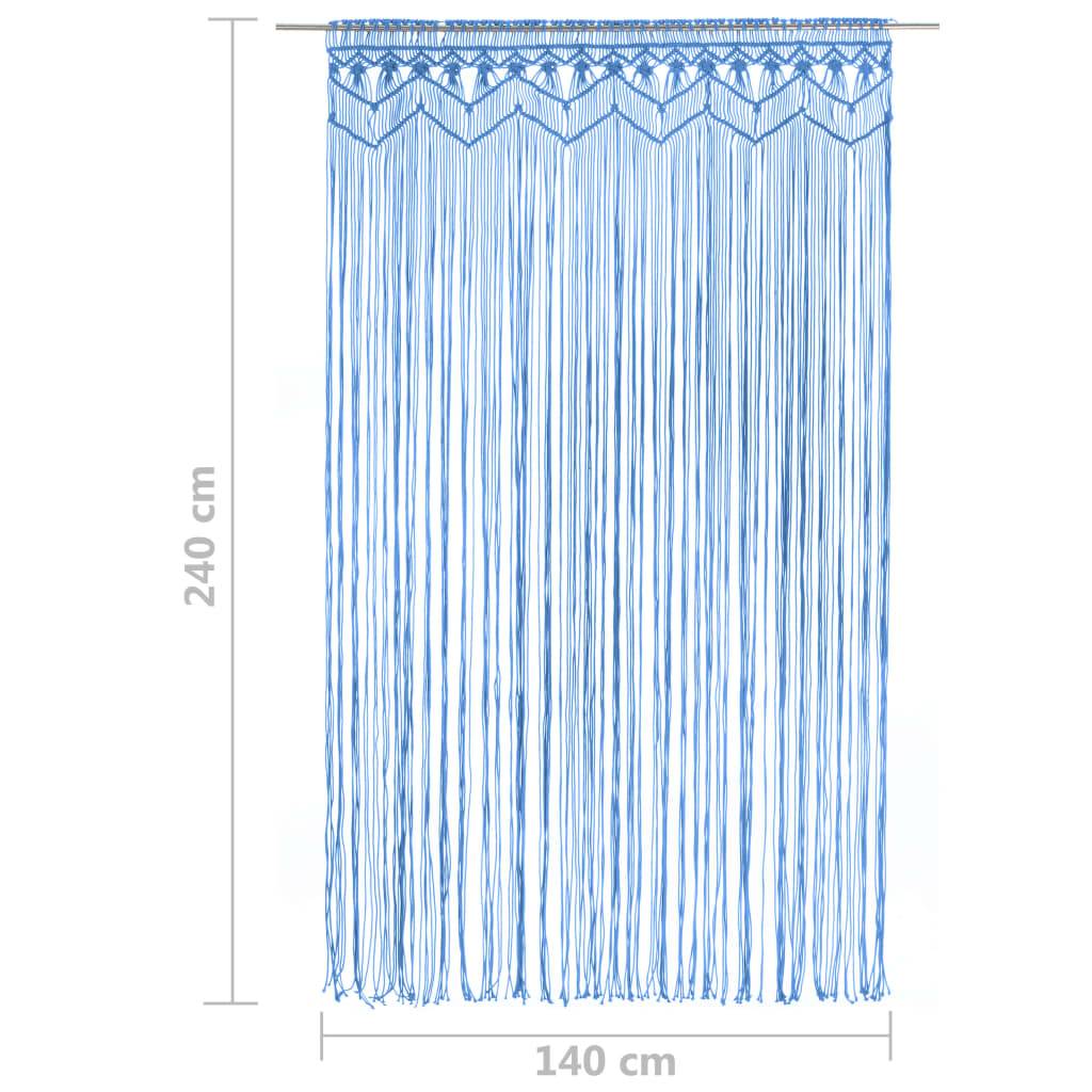 vidaXL Makramee Vorhang Blau 140x240 cm Baumwolle