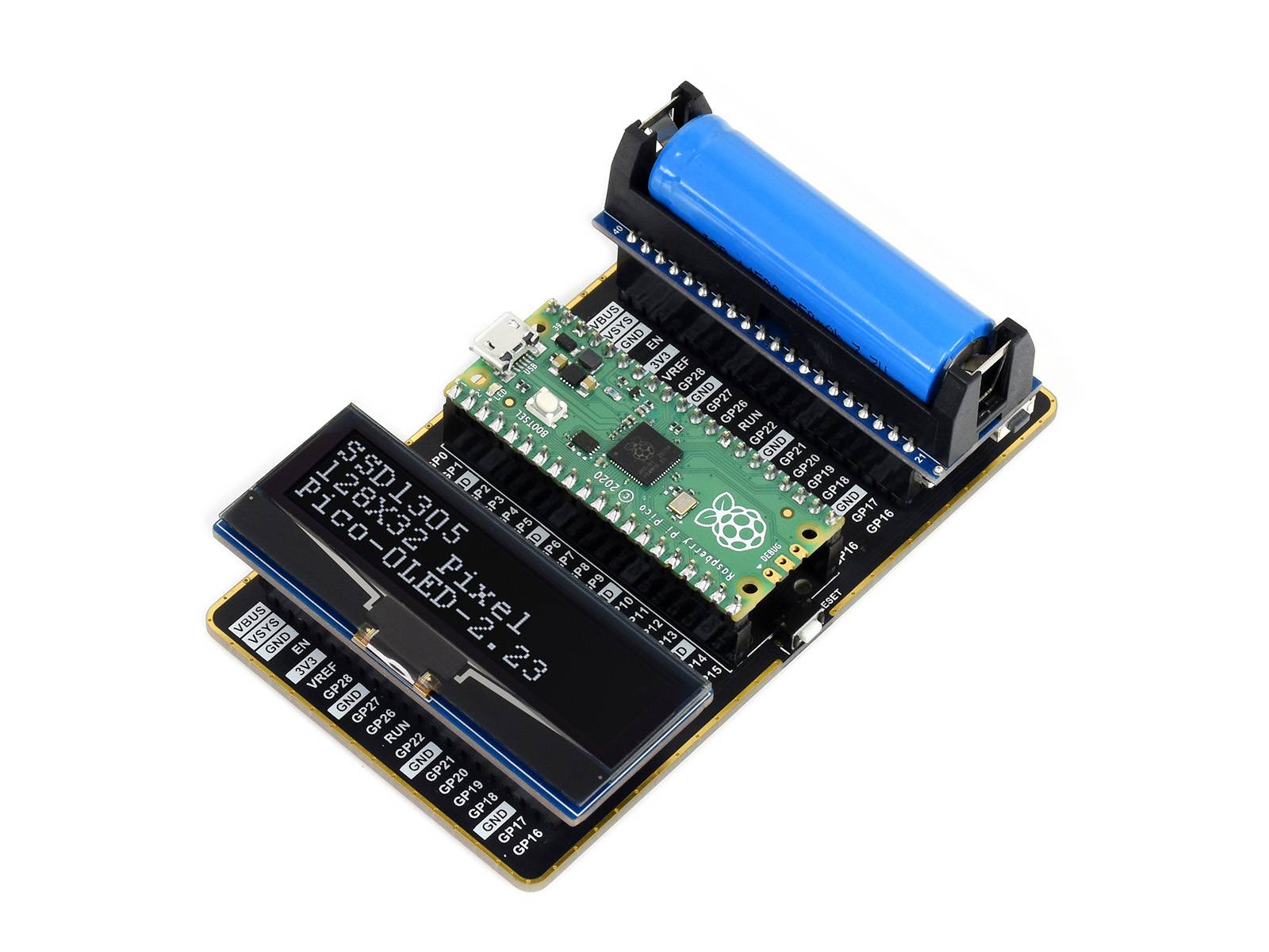 WaveShare 2.23inch OLED Display Module for Raspberry Pi Pico, 128×32, SPI/I2C