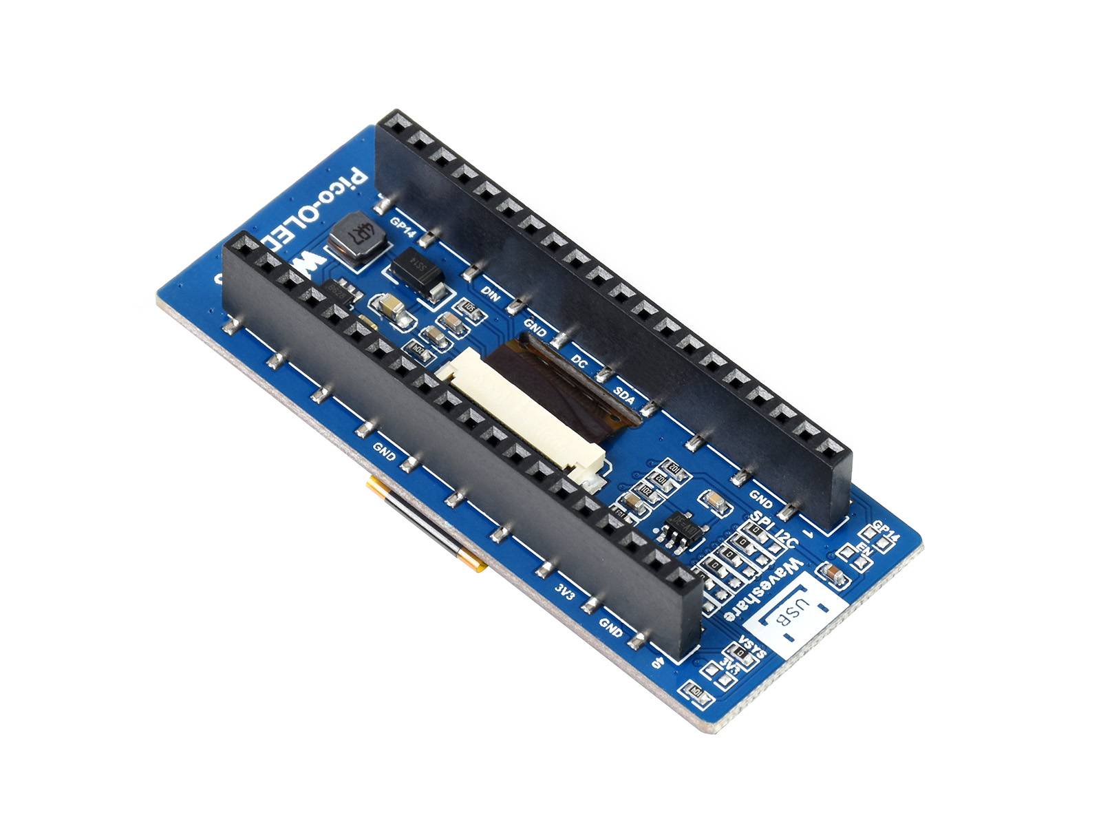 WaveShare 2.23inch OLED Display Module for Raspberry Pi Pico, 128×32, SPI/I2C