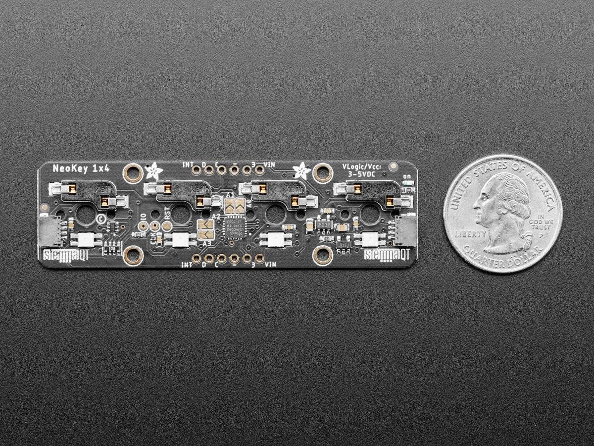Adafruit NeoKey 1x4 QT I2C - Four Mechanical Key Switches with NeoPixels 4980