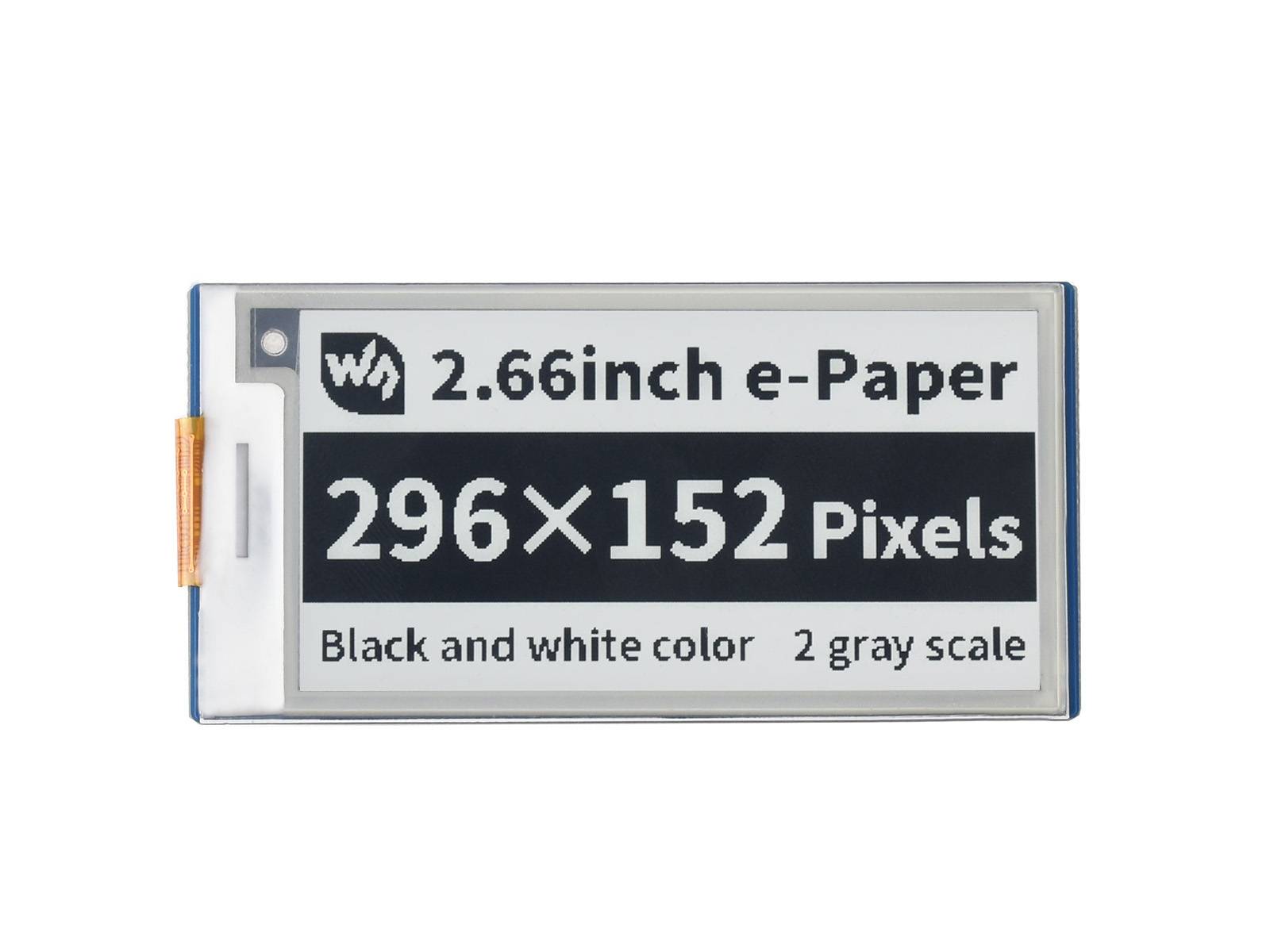 WaveShare 2.66inch E-Paper E-Ink Display Module for Raspberry Pi Pico, 296×152, Black / White, SPI