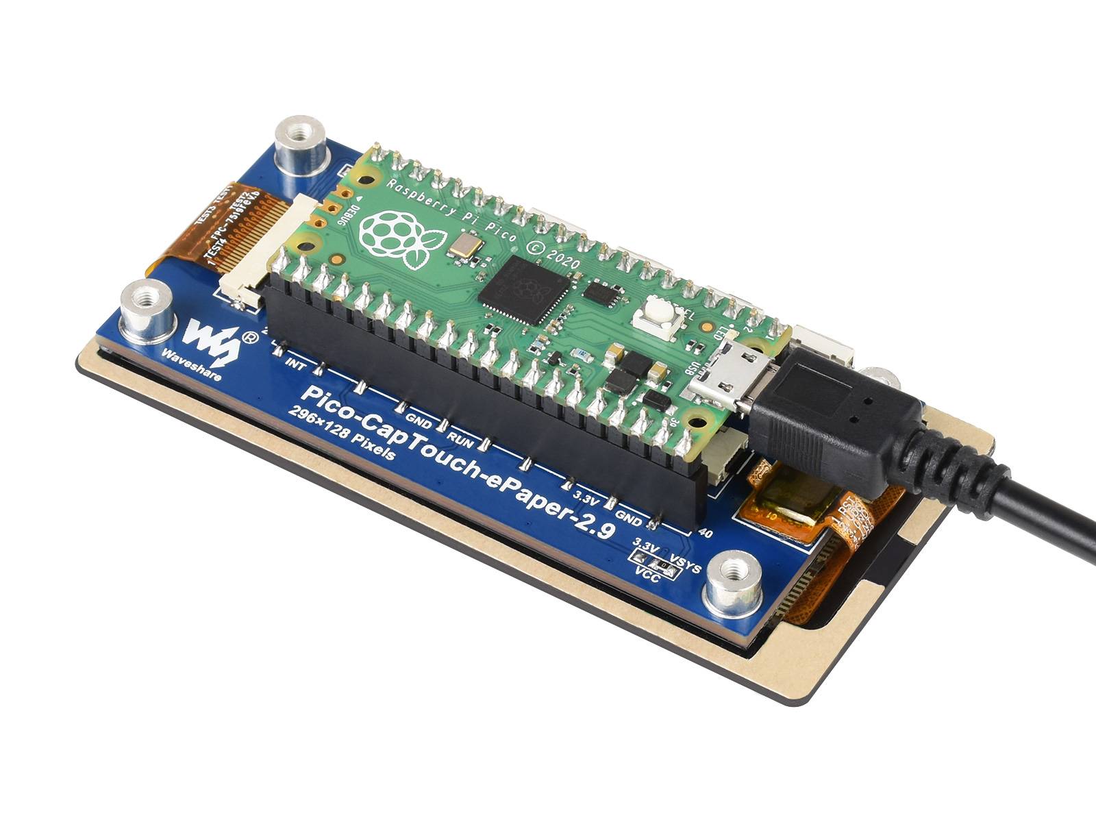 WaveShare 2.9inch Touch e-Paper Module for Raspberry Pi Pico, 296×128, Black / White, SPI