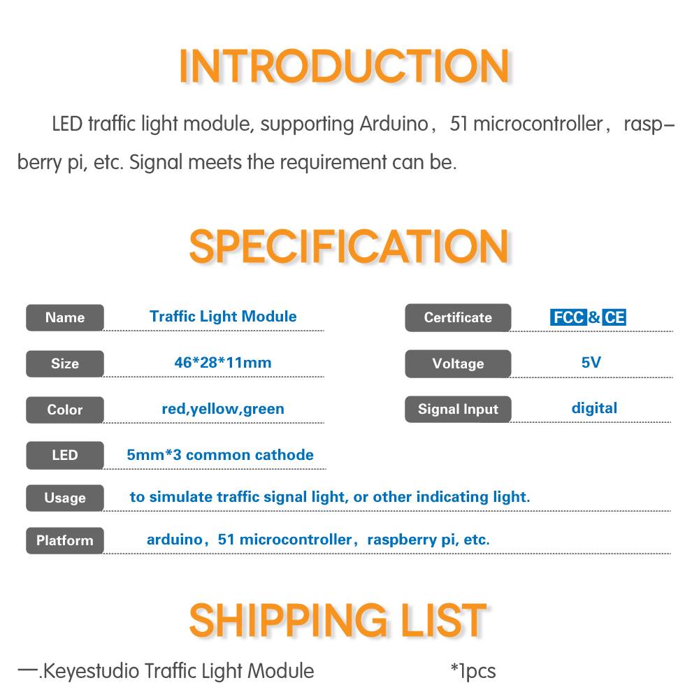 Keyestudio Traffic Light Module for Arduino Raspberry Pi