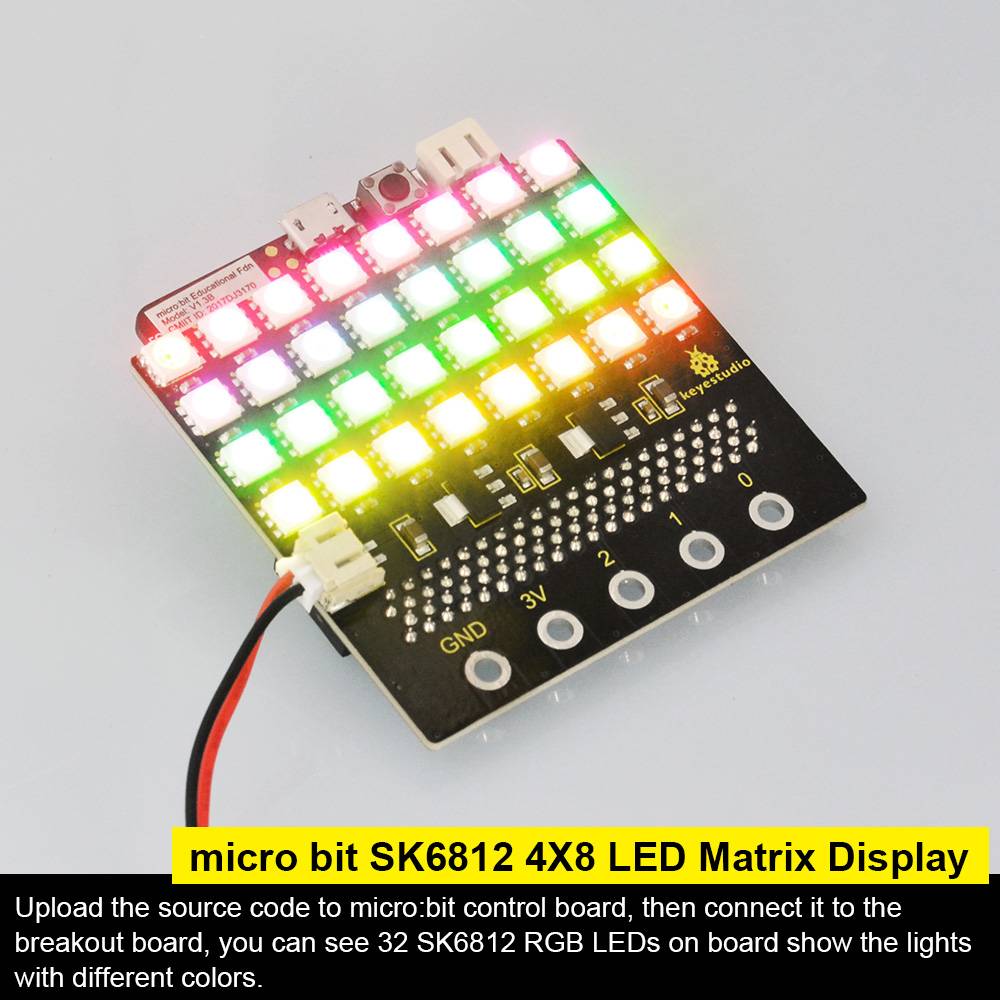 Keyestudio SK6812 Dot Matrix Shield for Micro Bit 8x4 LED 32Bit