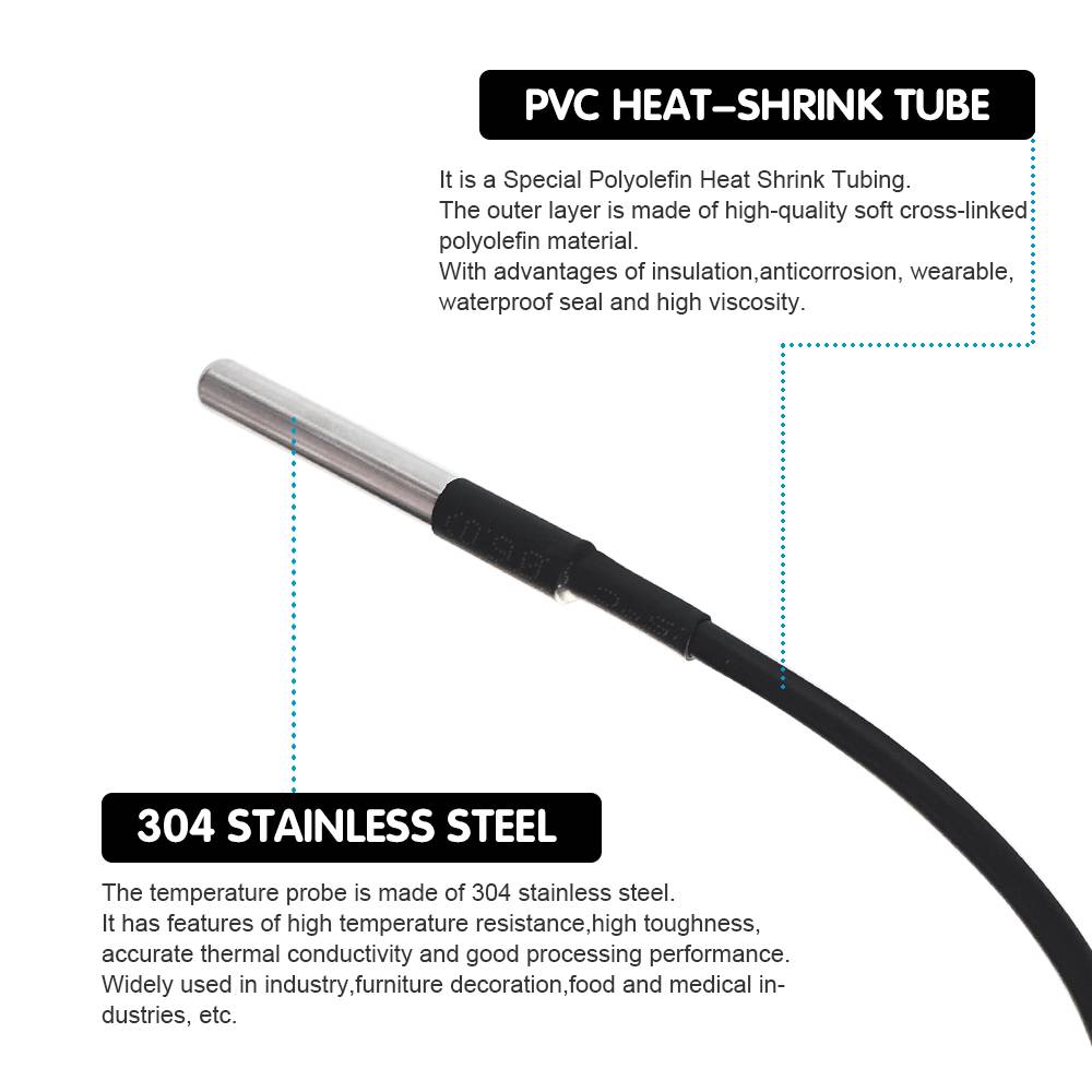 Keyestudio DS18B20 Temperature Sensor 1m Waterproof Tube with Connect Module